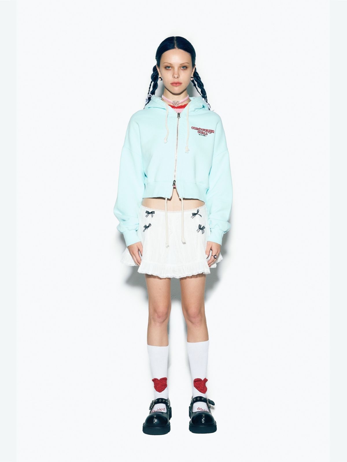 에즈이프 캘리(ASIF CALIE) CITY SHIRRING HOOD ZIPUP MINT