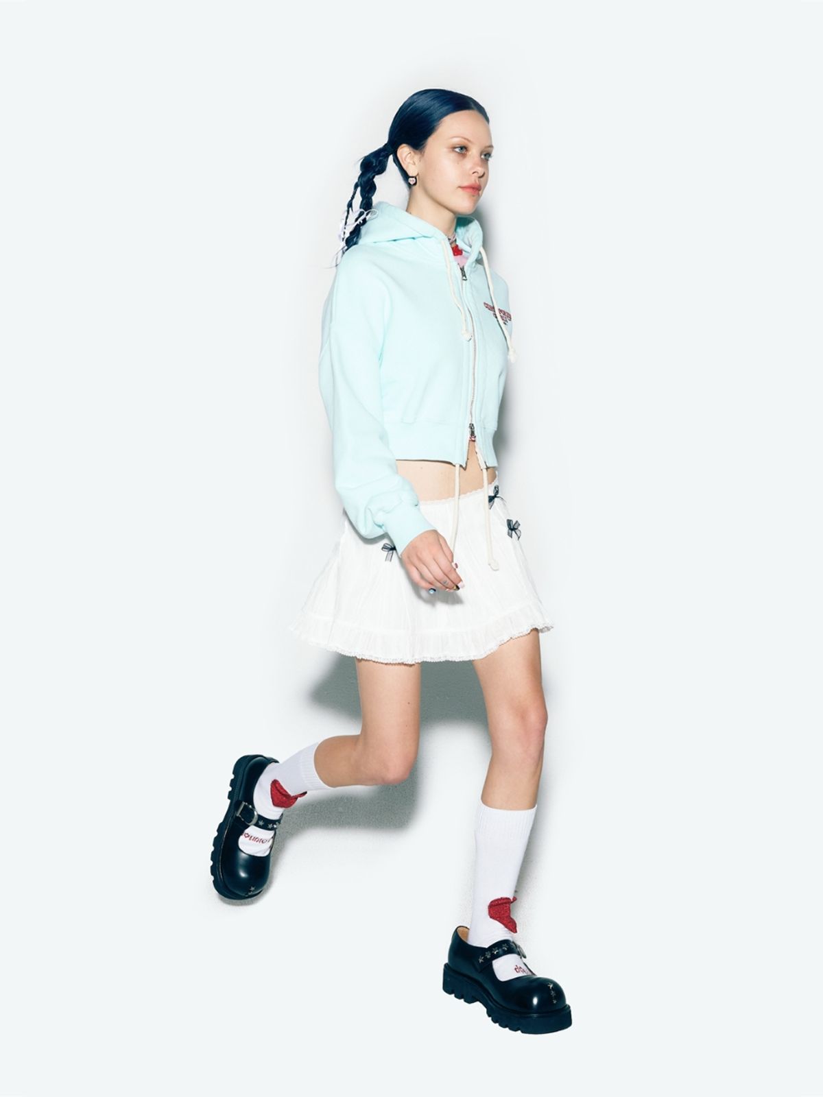 에즈이프 캘리(ASIF CALIE) CITY SHIRRING HOOD ZIPUP MINT
