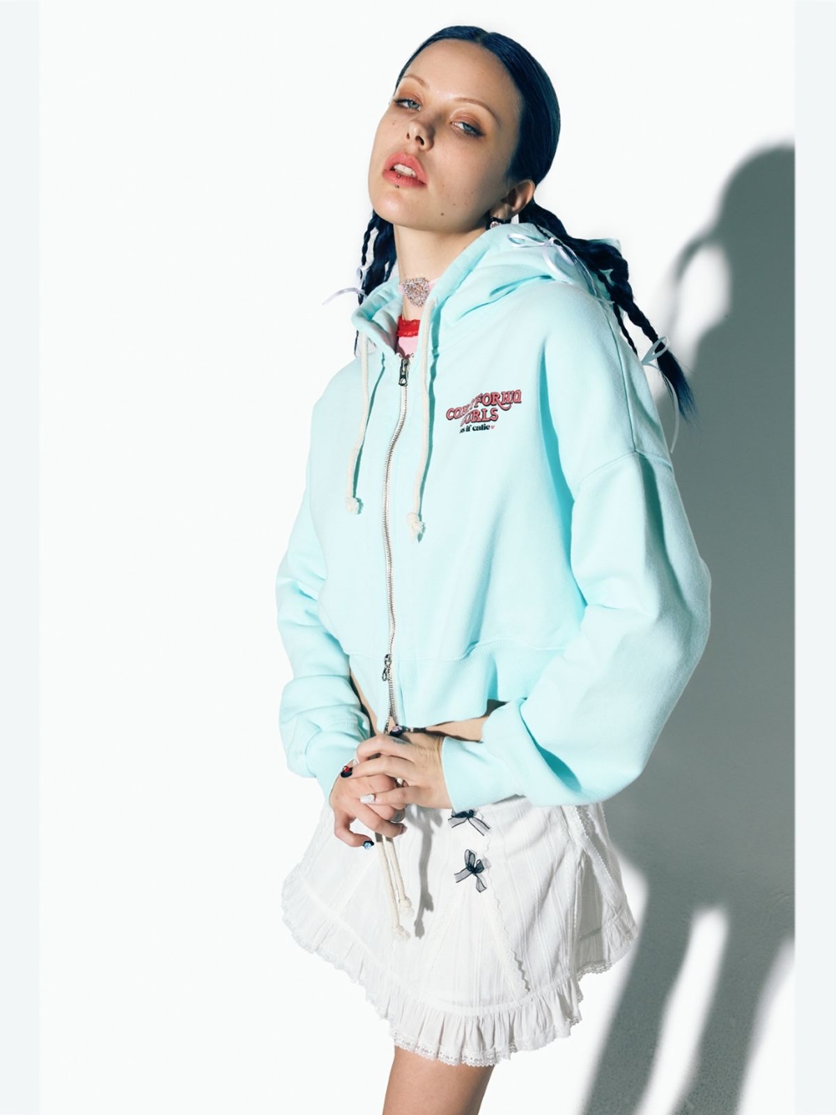 에즈이프 캘리(ASIF CALIE) CITY SHIRRING HOOD ZIPUP MINT