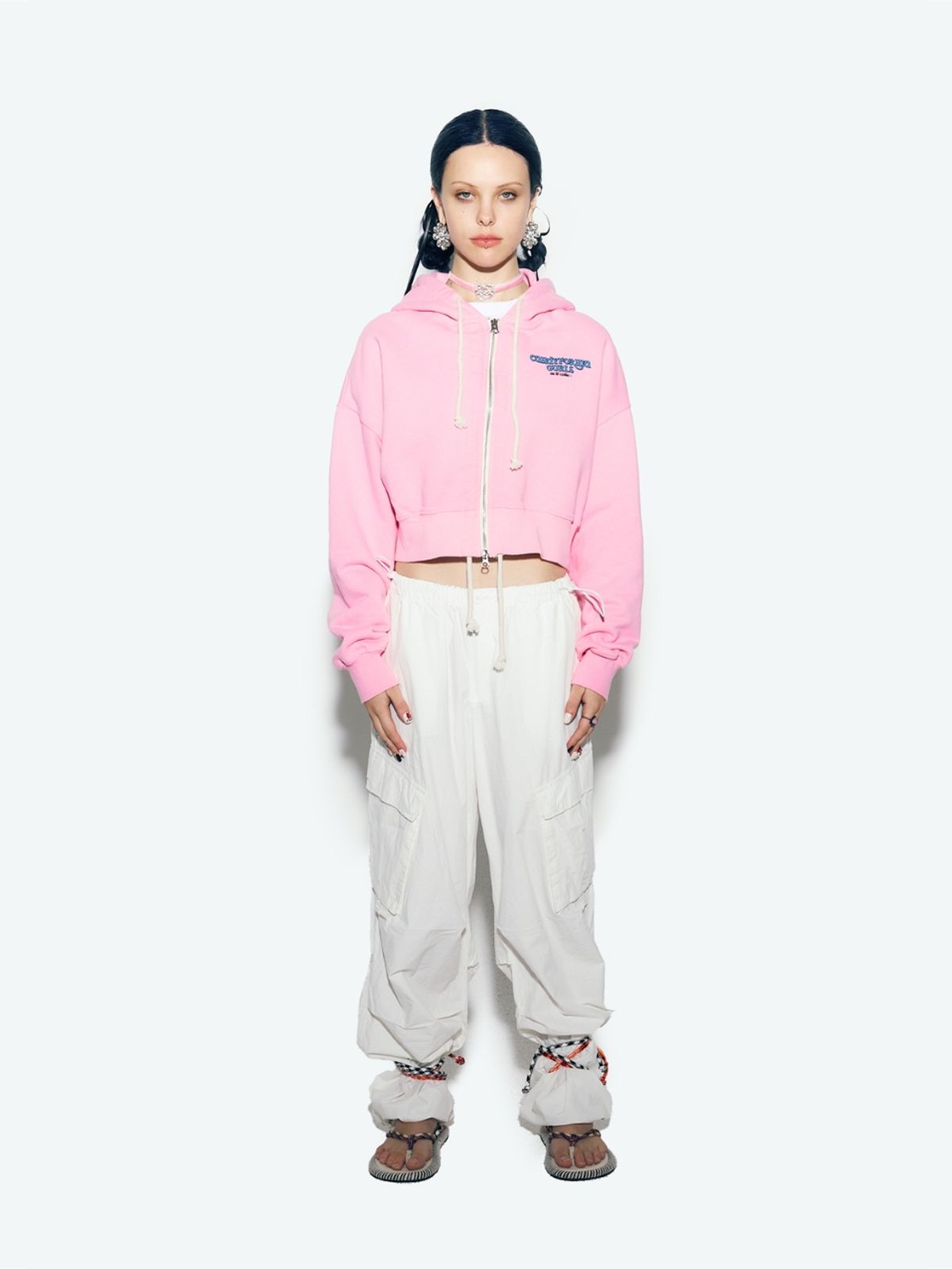 에즈이프 캘리(ASIF CALIE) CITY SHIRRING HOOD ZIPUP PINK