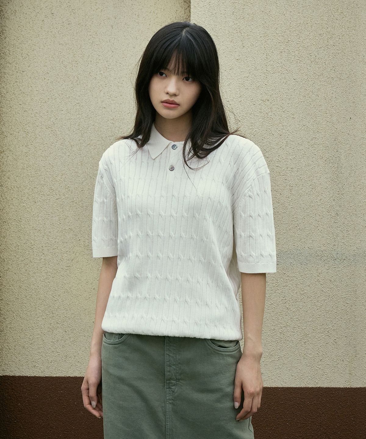 미니멀프로젝트(MINIMALPROJECT) 케이블 카라 쿨 드라이 반팔 니트 MNT110 / 6color