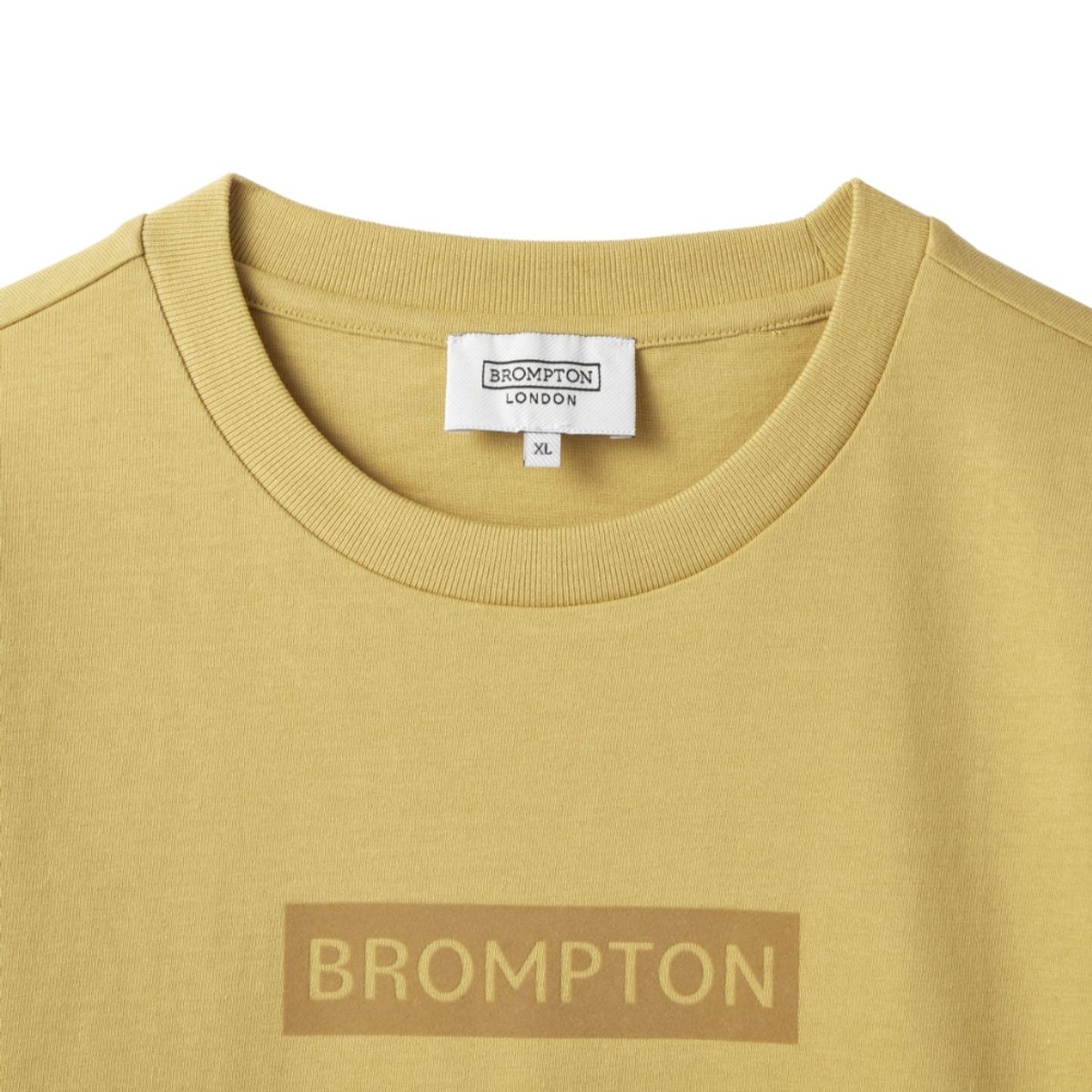 브롬톤 런던(BROMPTON LONDON) CHEST LOGO FLOCK T-SHIRT - MUSTARD (P242UTS412)