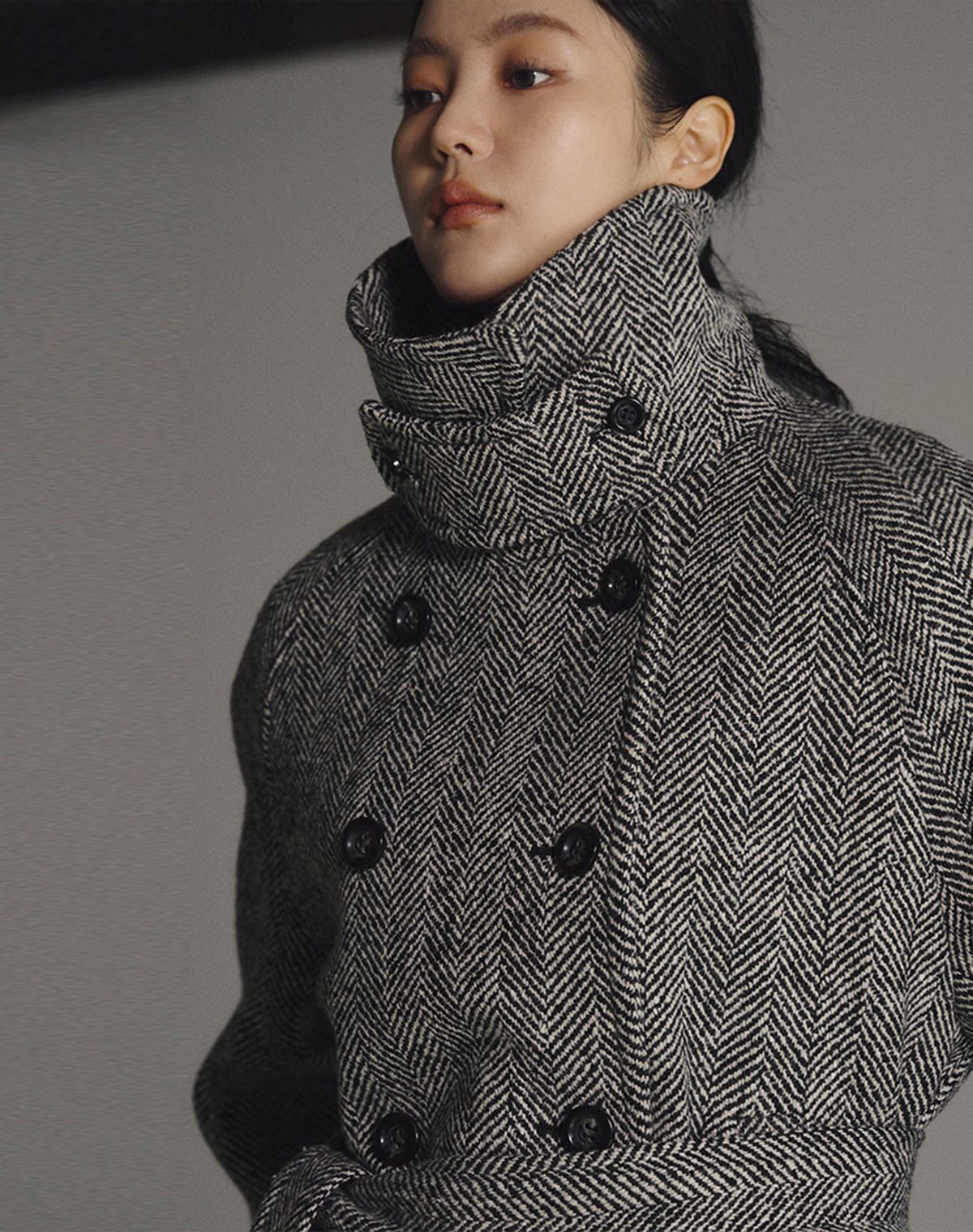 지에마르(GIEMAR) HERRINGBONE WOOL HALF COAT 헤링본 울 하프코트