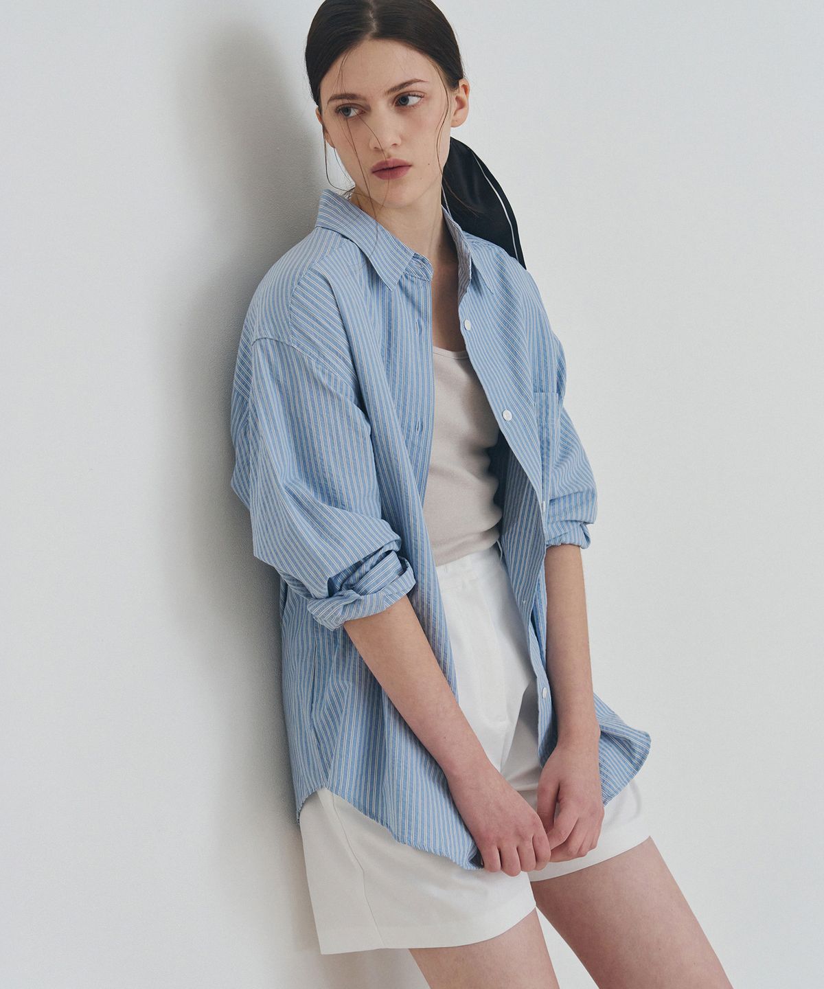 드로우핏 우먼(DRAWFIT WOMEN) 더블 스트라이프 셔츠 [PALE GREEN]