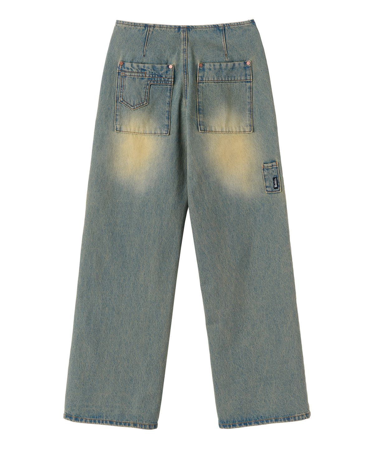 배디(BADEE) Diagonal Zipper Denim Pants Vintage Blue