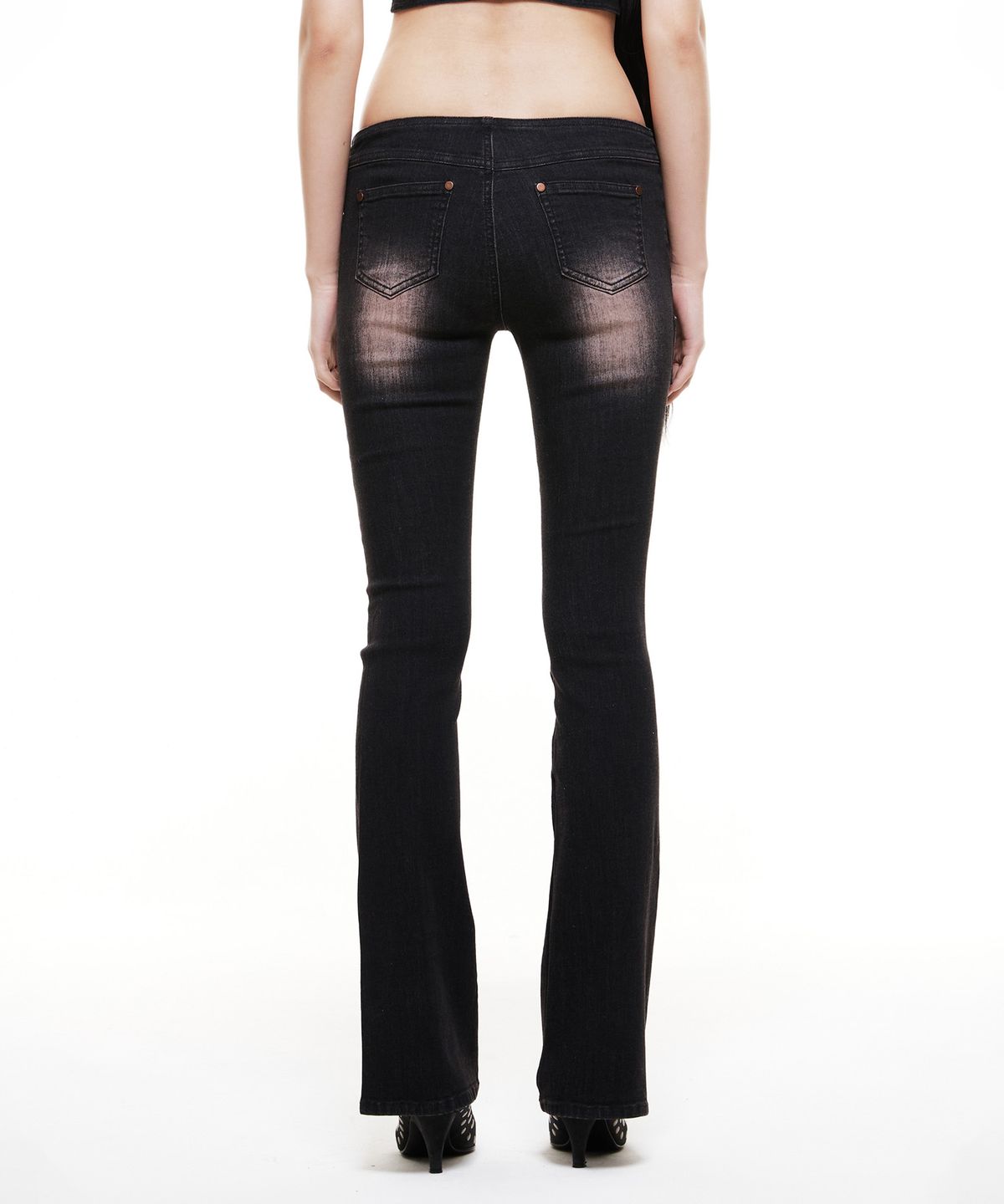 배디(BADEE) Cut-Out Flared Pants Brown/Black