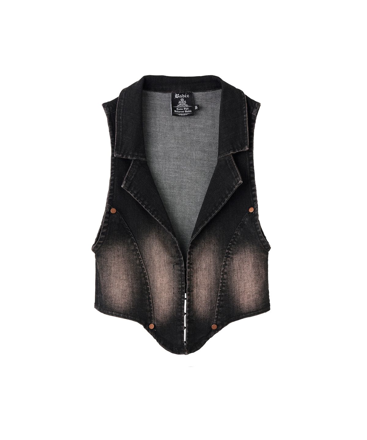 배디(BADEE) Cropped Denim Vest Brown/Black