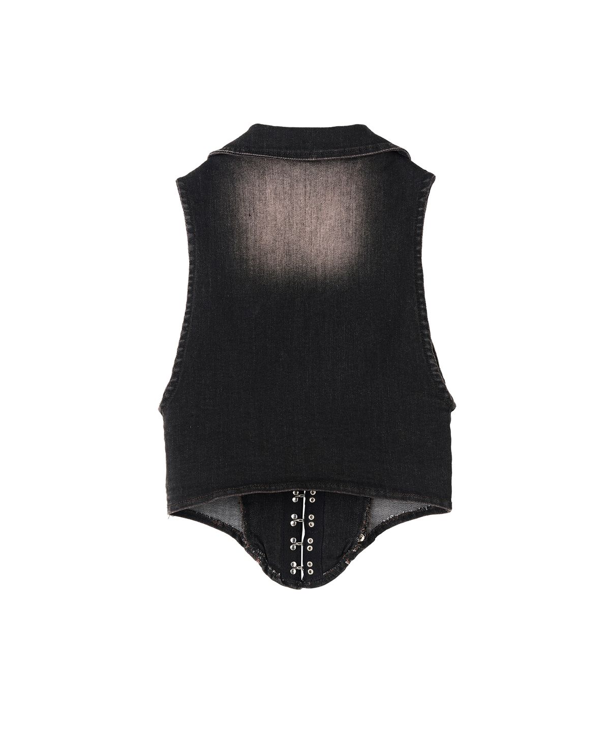 배디(BADEE) Cropped Denim Vest Brown/Black