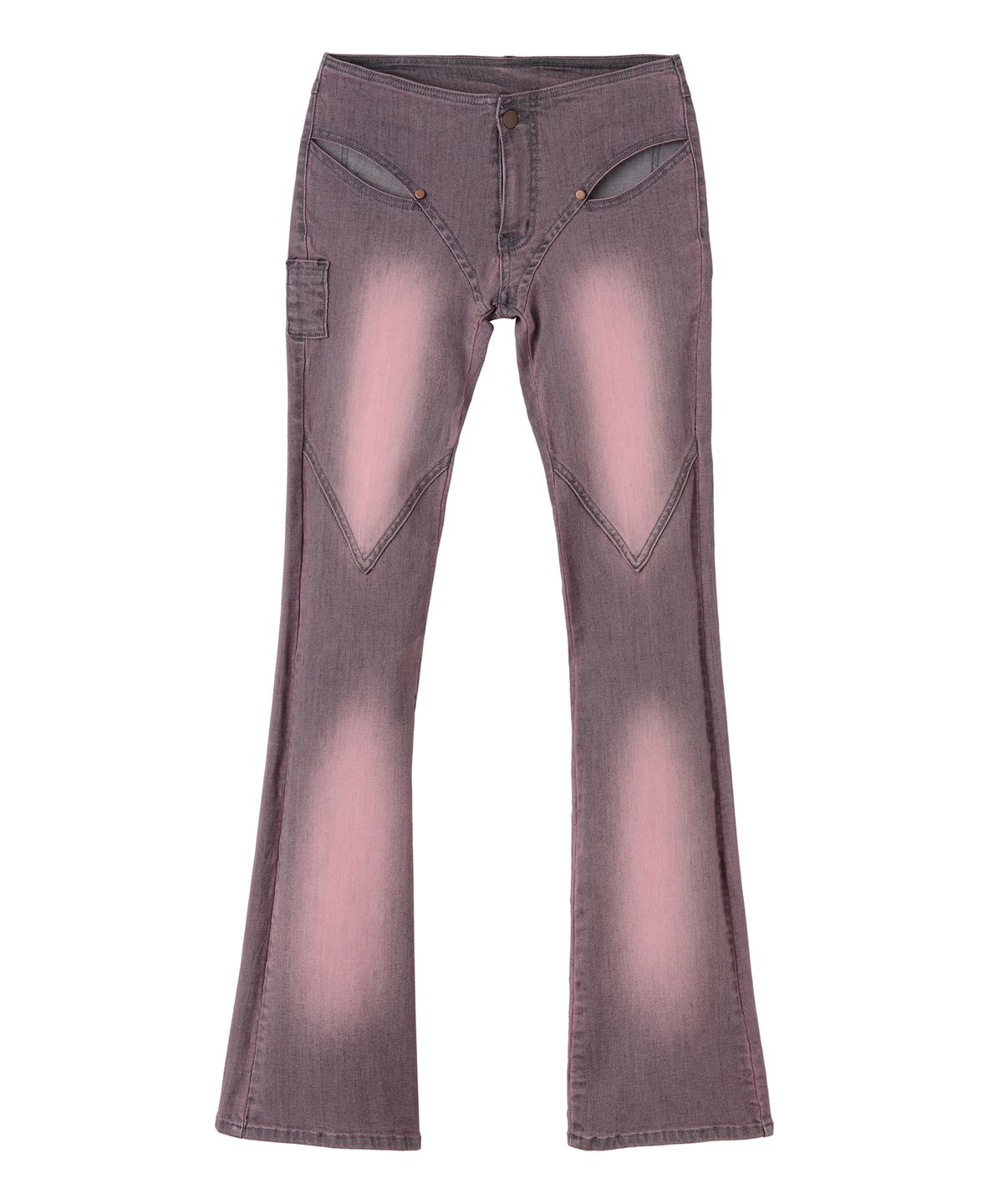 배디(BADEE) Cut-Out Flared Pants Pink/Gray