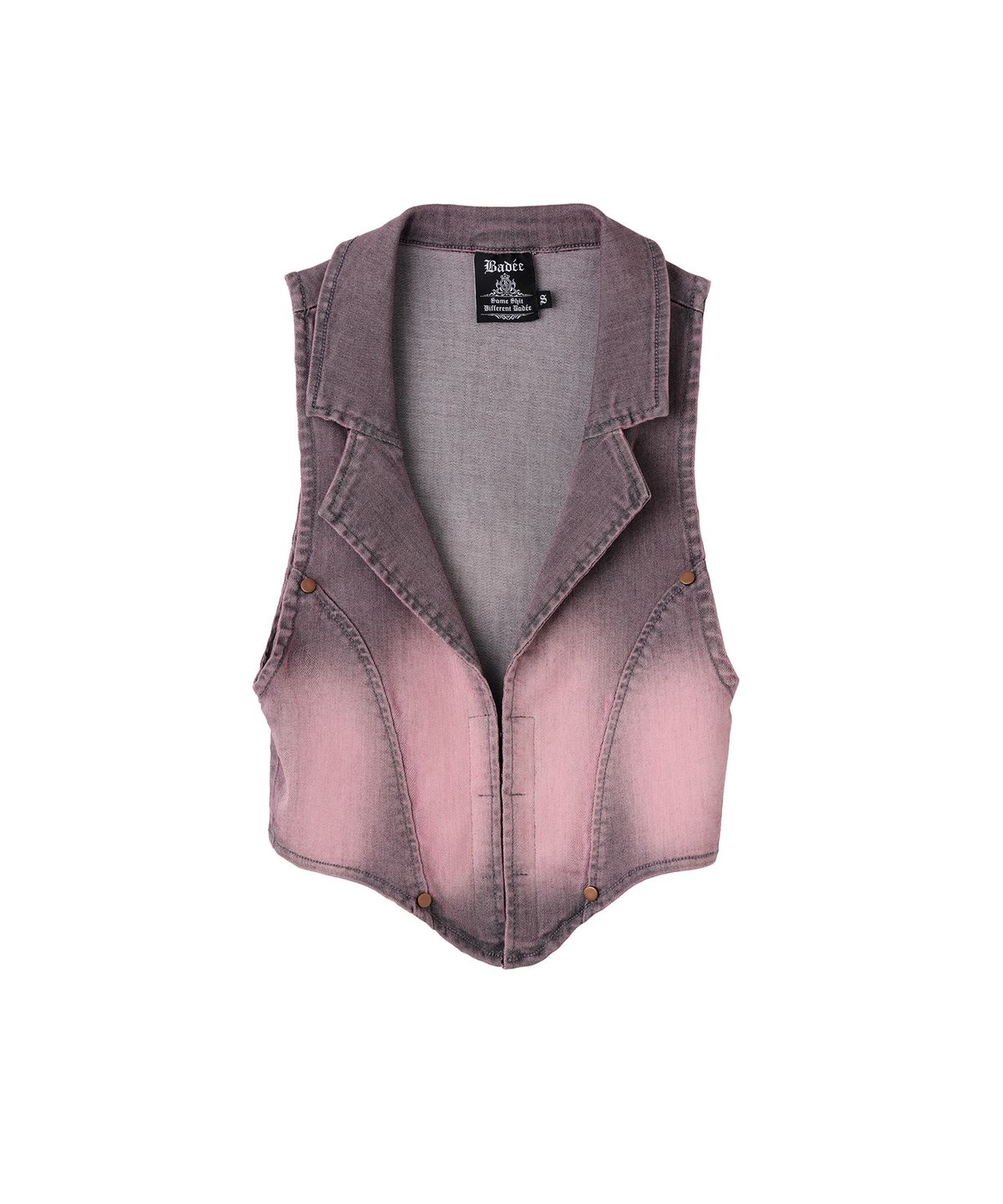 배디(BADEE) Cropped Denim Vest Pink/Gray
