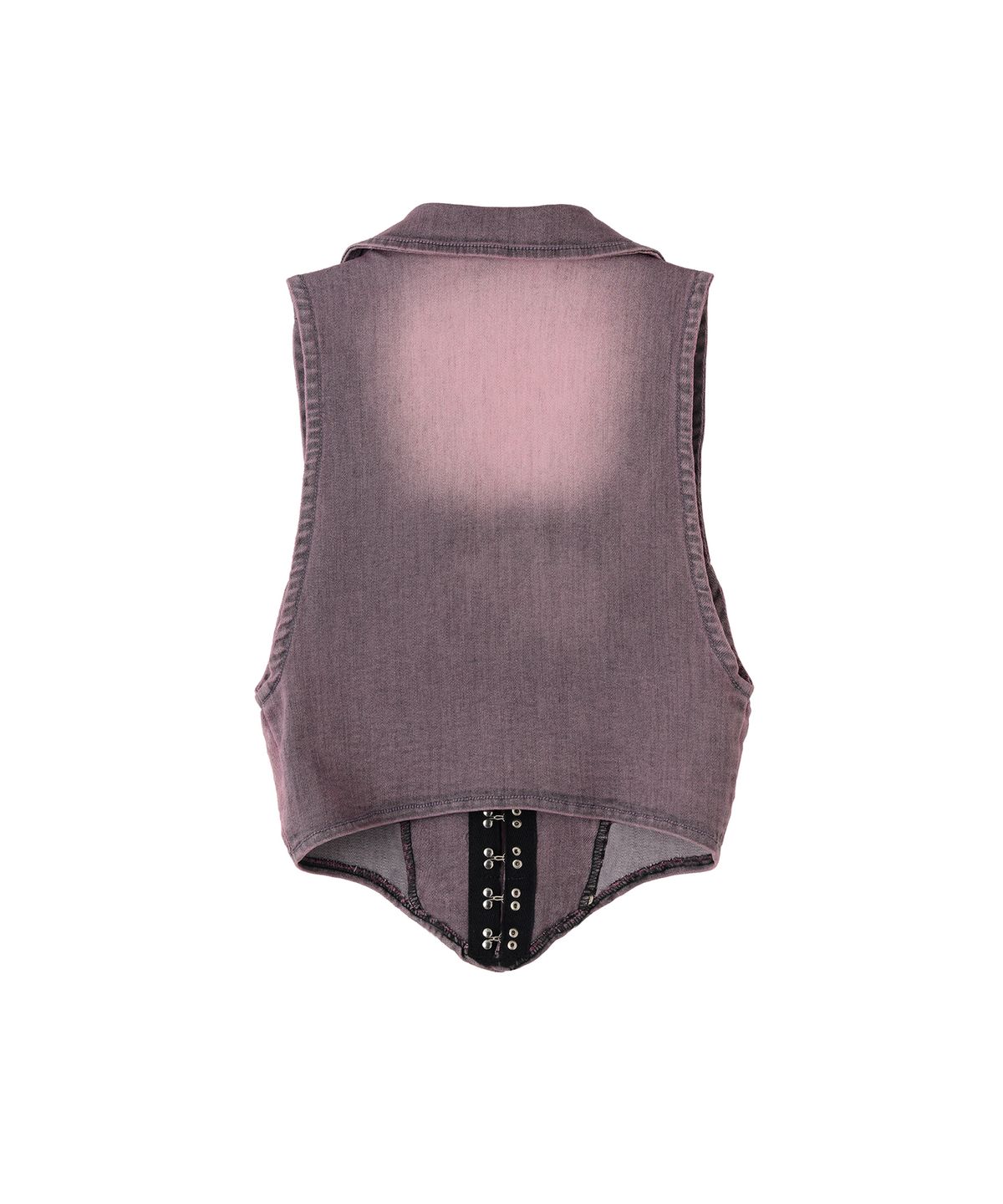 배디(BADEE) Cropped Denim Vest Pink/Gray