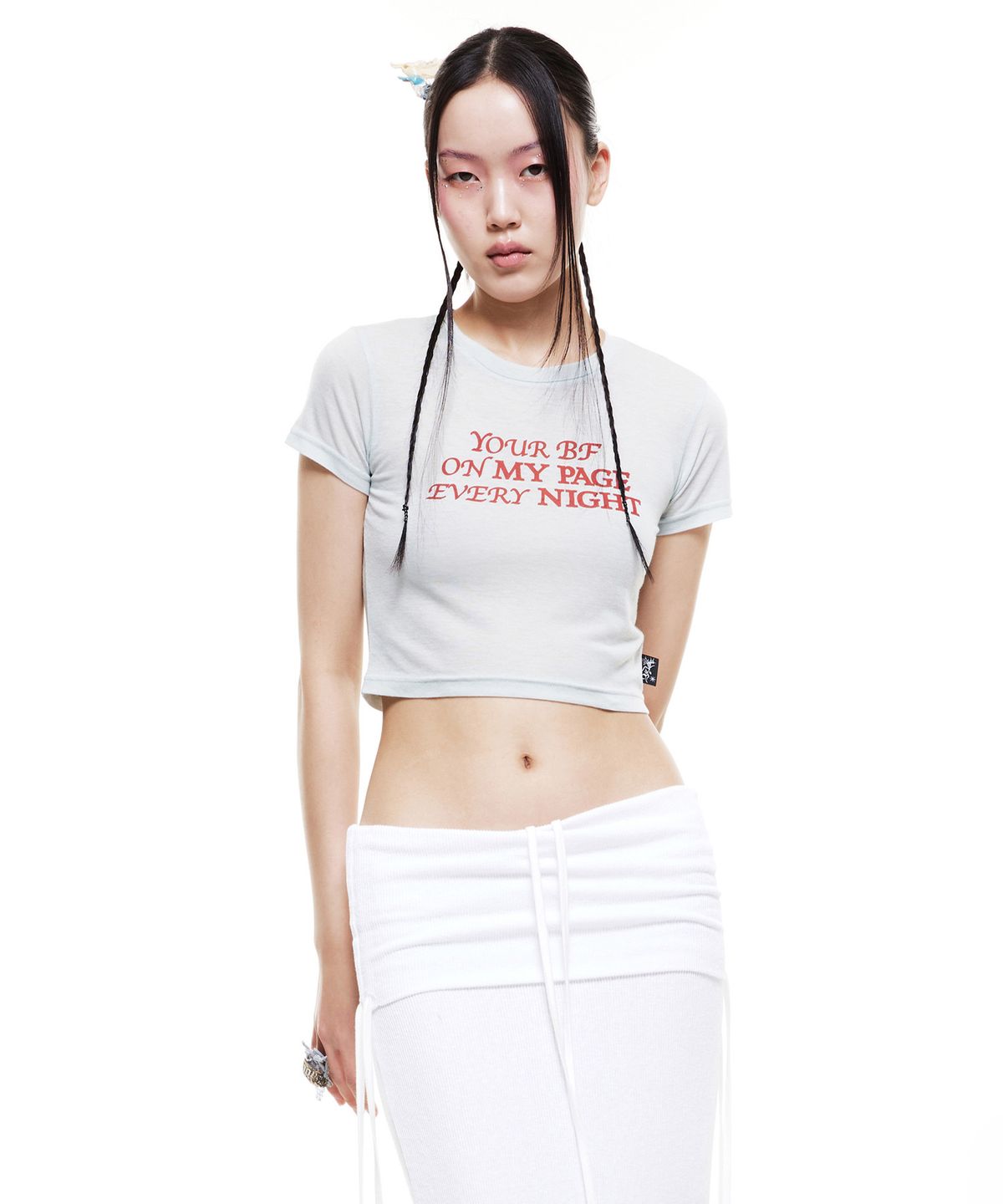 배디(BADEE) Lettering Crop Top Mint