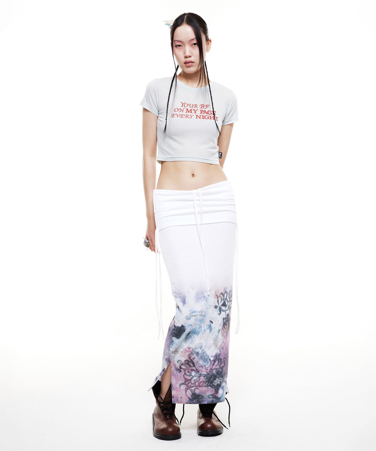 배디(BADEE) Lettering Crop Top Mint