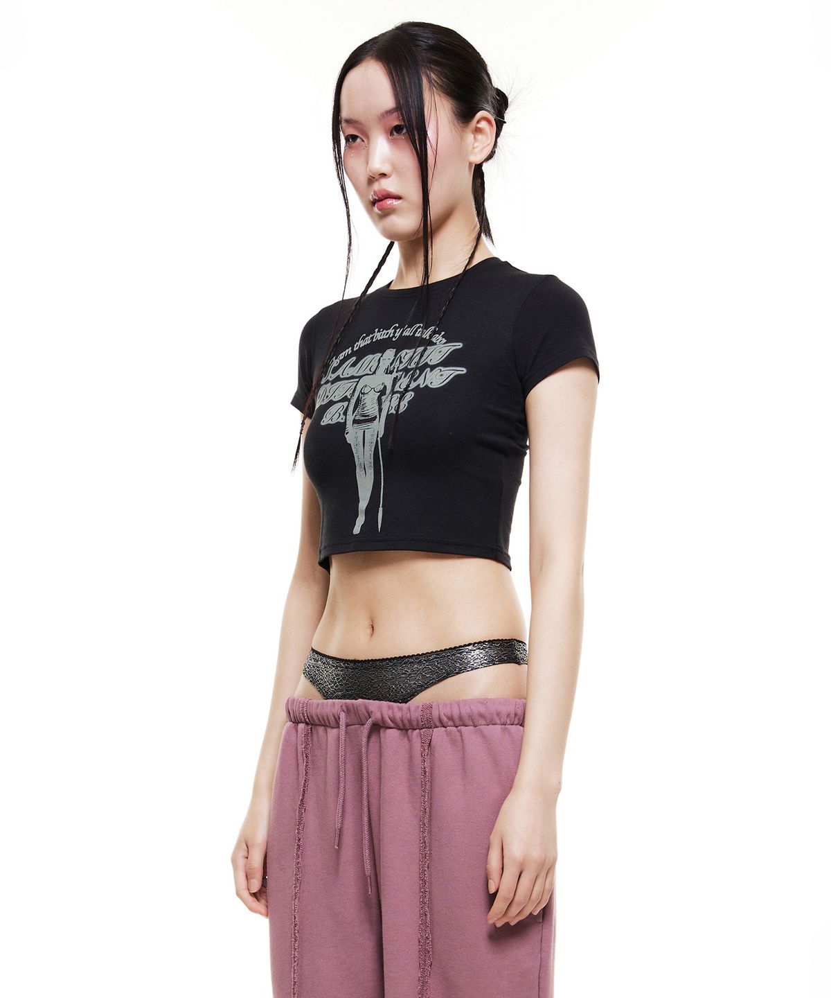 배디(BADEE) Queen Of Dawn Crop Top Black