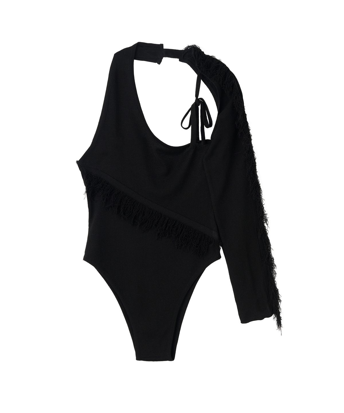배디(BADEE) Fringe Body Suit Pale Black