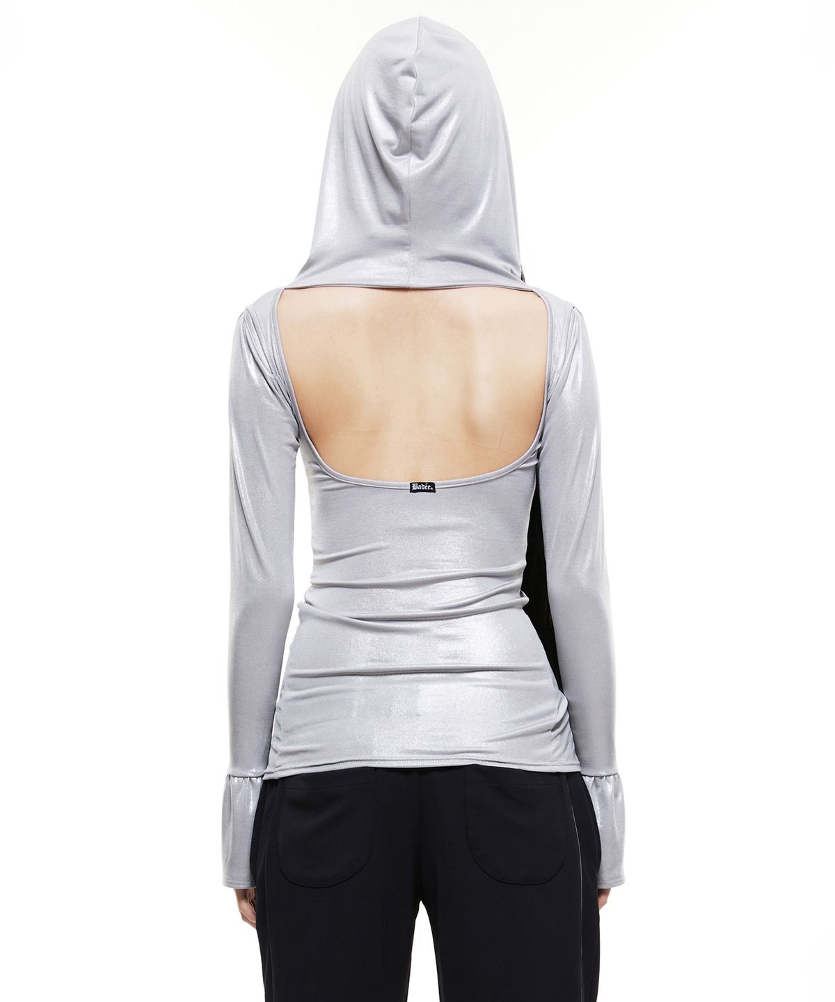 배디(BADEE) Cut-Out Shirring Hoodie Zip-up Glitter Sage
