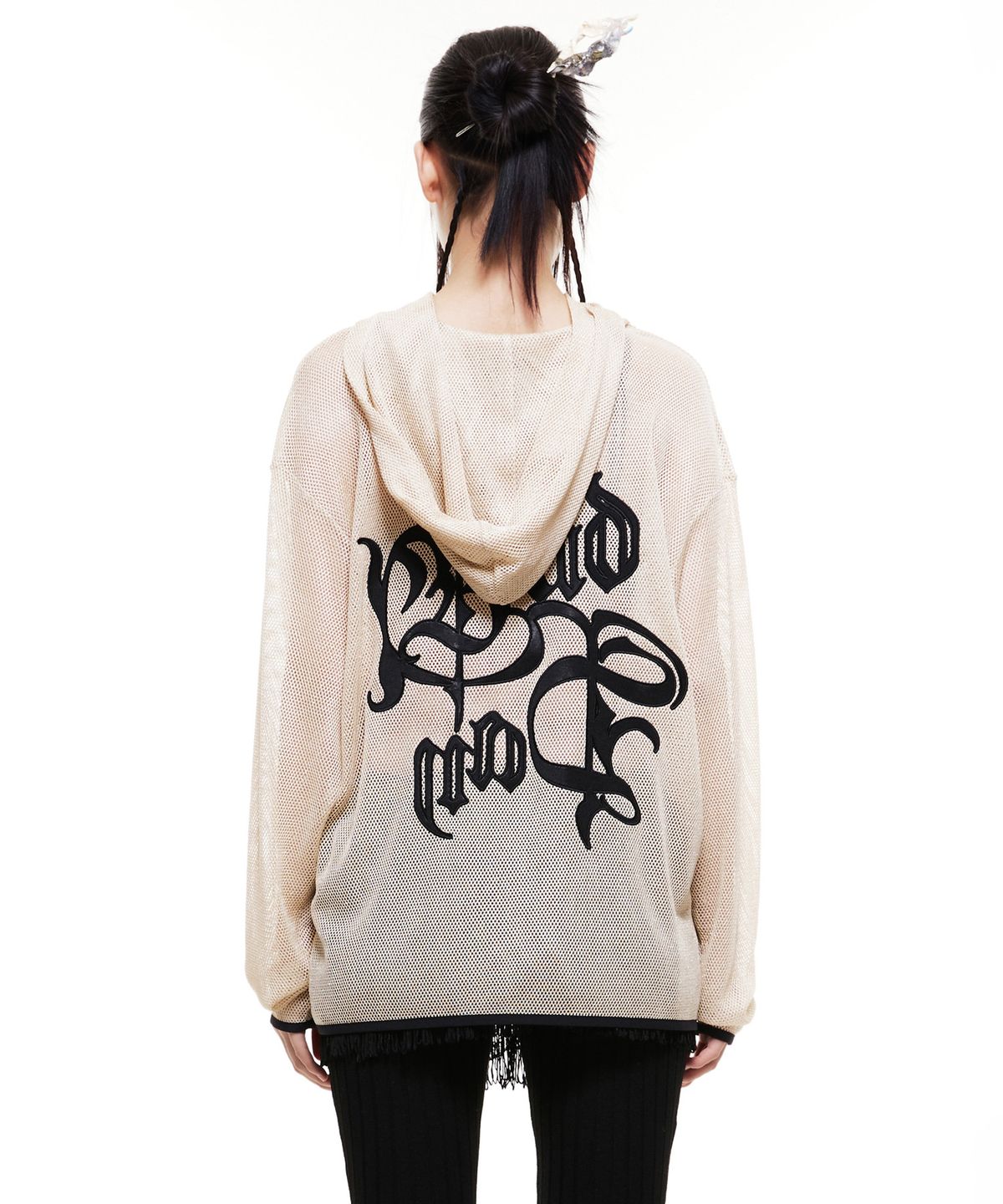 배디(BADEE) Mesh Boxy Hoodie Cream