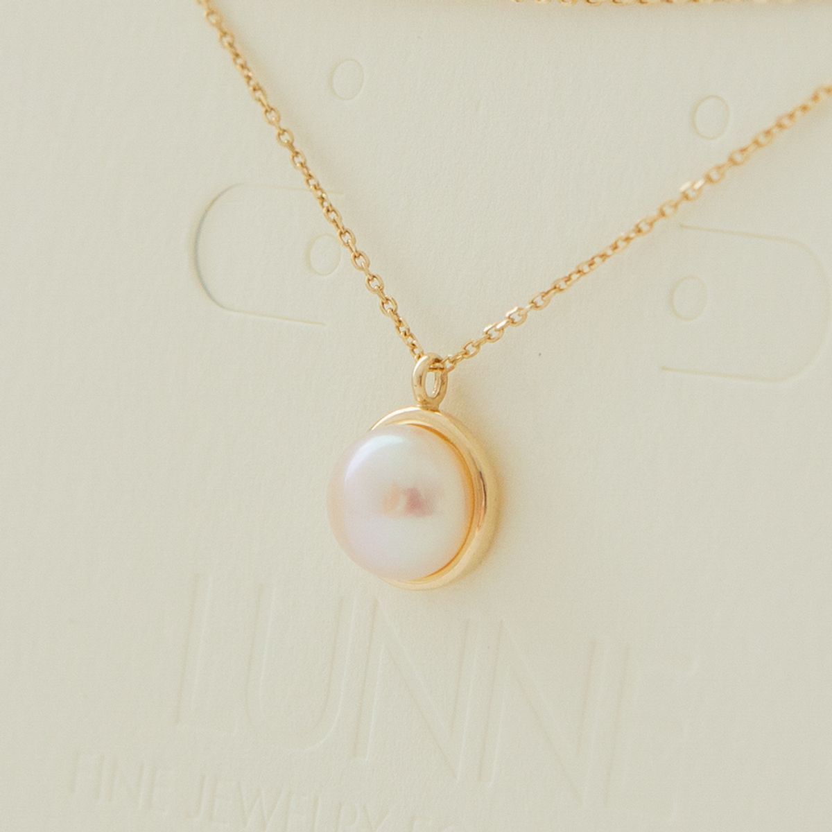 룬느(LUNNE) 14k 담수진주 베젤 목걸이 (14k골드) #LFN11