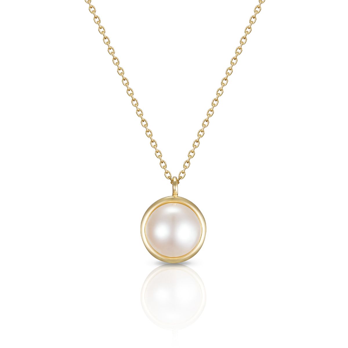 룬느(LUNNE) 14k 담수진주 베젤 목걸이 (14k골드) #LFN11