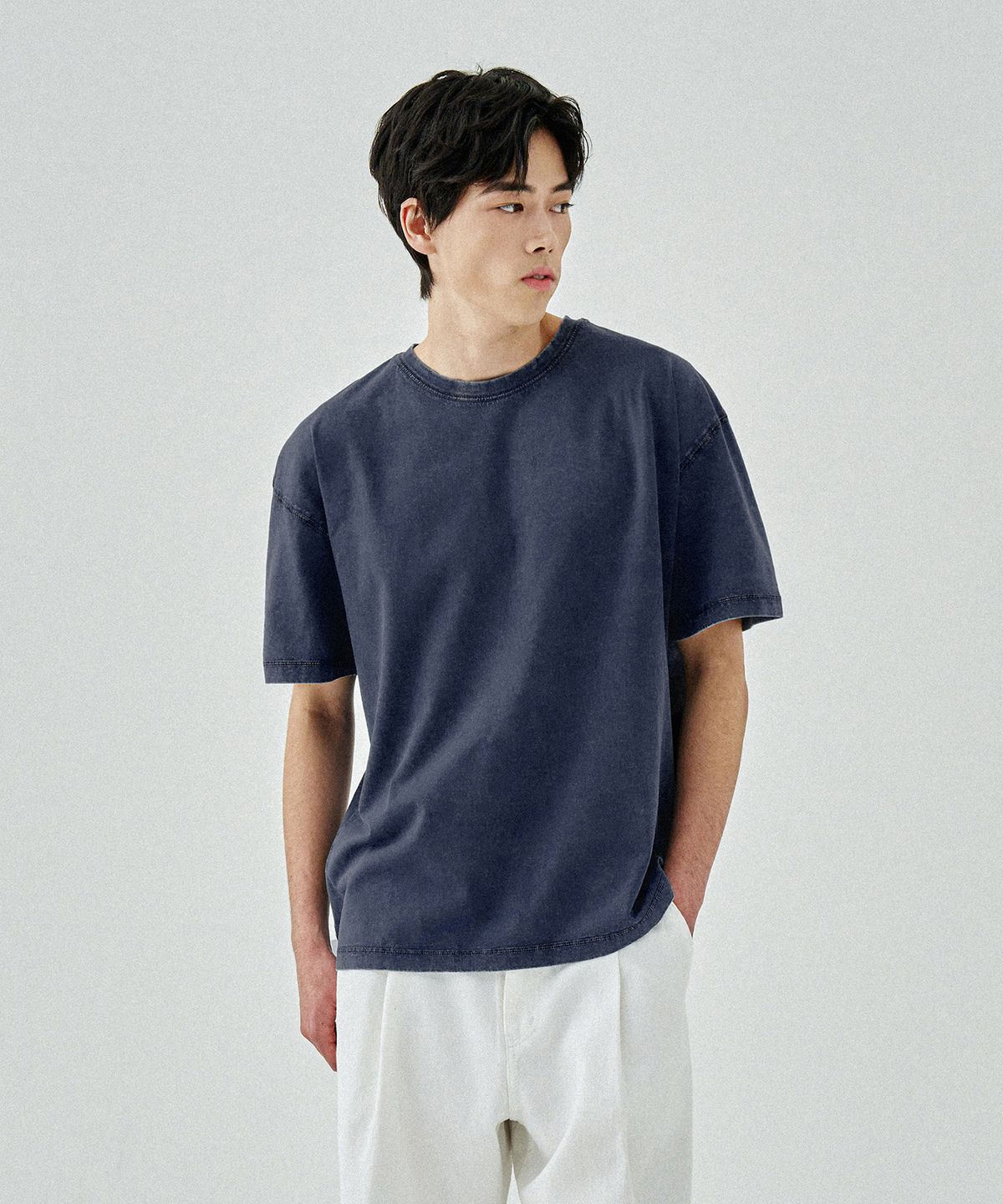 커스텀어클락(COSTUME O’CLOCK) 피그먼트 절개 라운드 숏 슬리브 티셔츠 7 COLOR COOSTS252