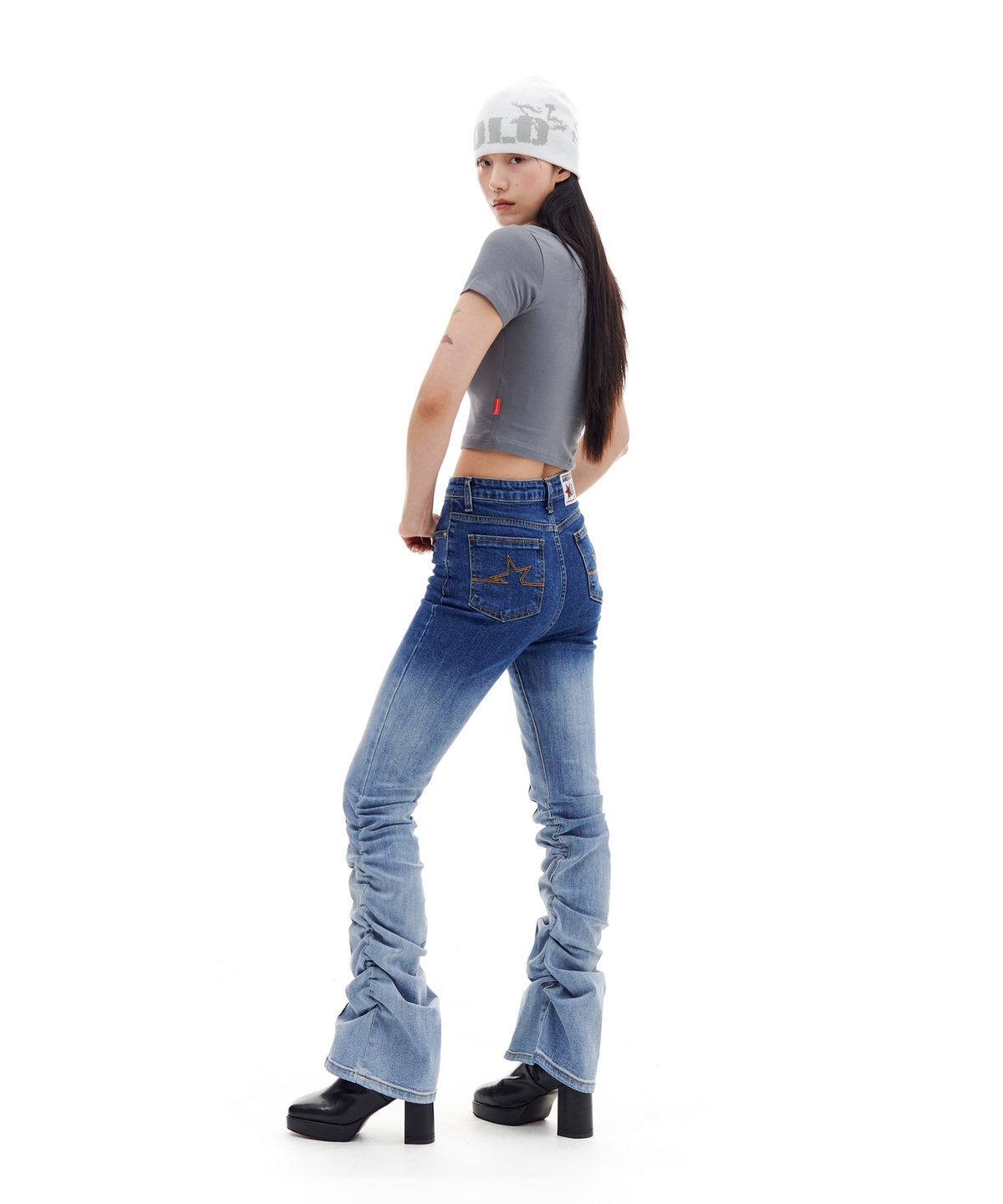 아카이브 볼드(ARCHIVE BOLD) BOOTSCUT SHIRRING DENIM PANTS (BLUE)