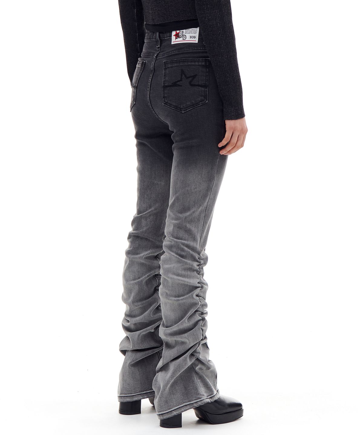 아카이브 볼드(ARCHIVE BOLD) BOOTSCUT SHIRRING DENIM PANTS (BLACK)
