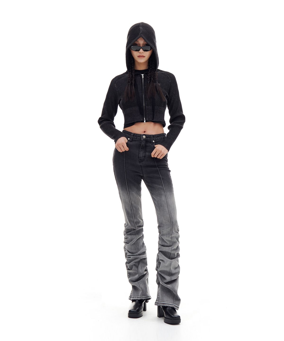 아카이브 볼드(ARCHIVE BOLD) BOOTSCUT SHIRRING DENIM PANTS (BLACK)