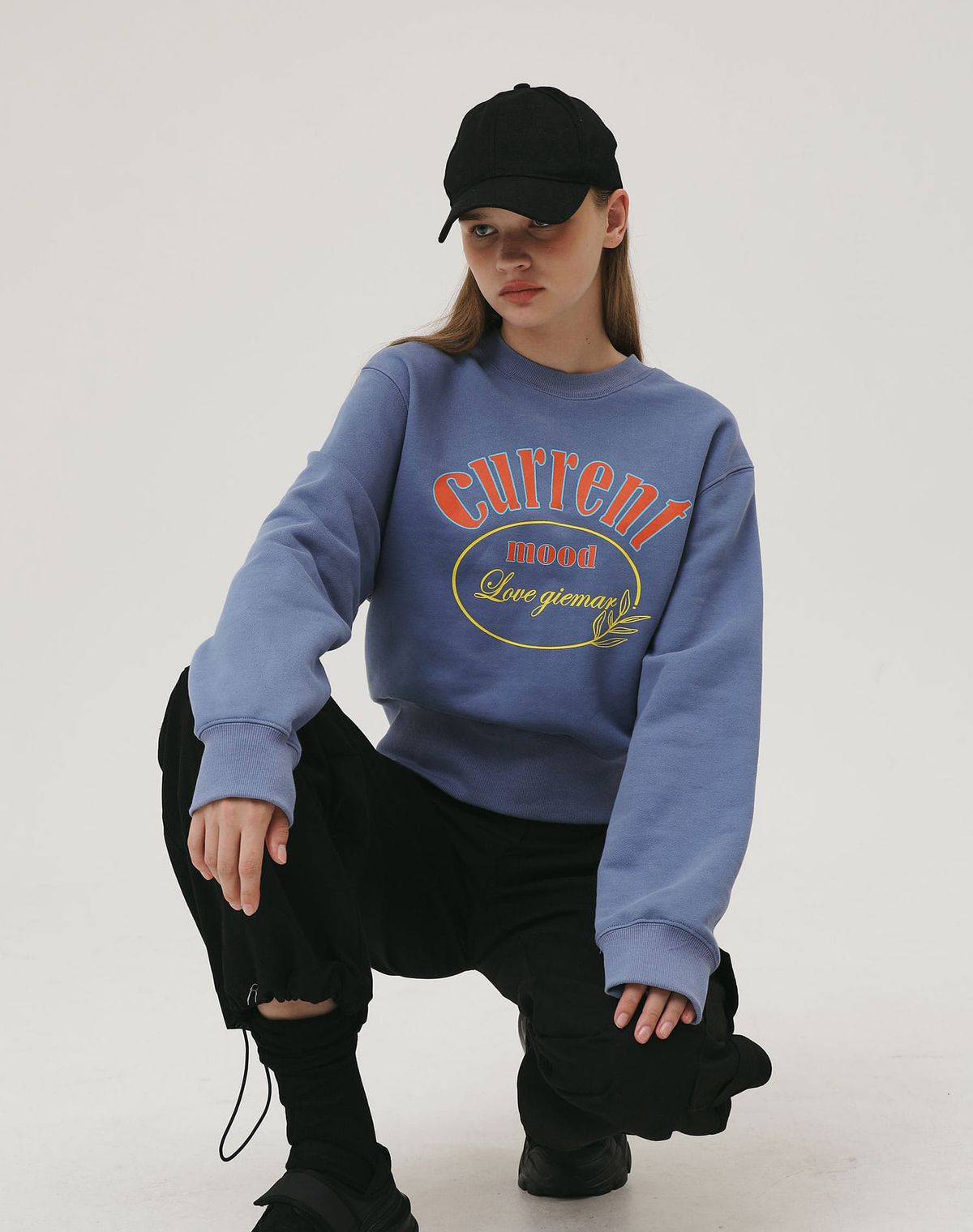 지에마르(GIEMAR) CURRENT MOOD CROP TEE BLUE