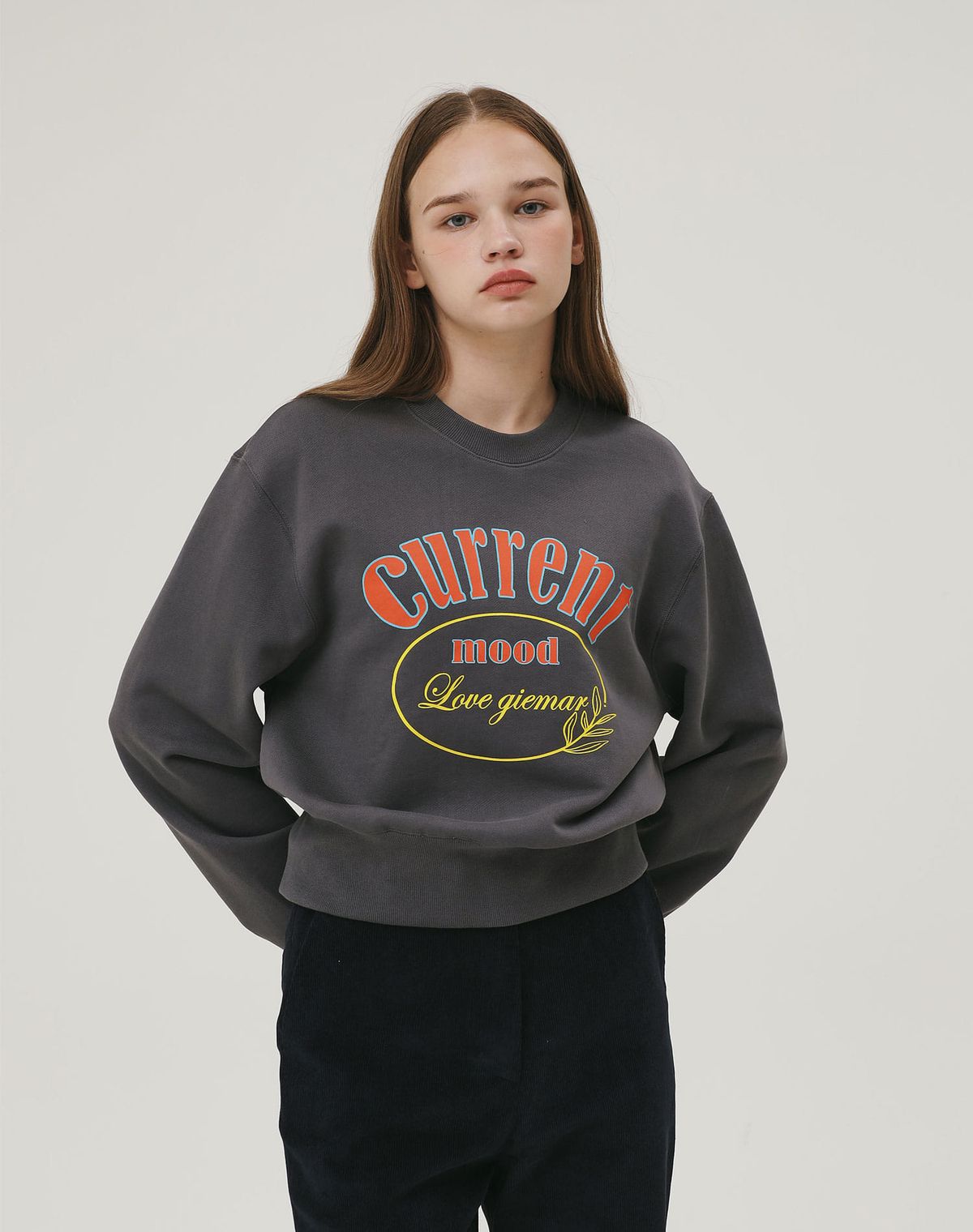 지에마르(GIEMAR) CURRENT MOOD CROP TEE CHARCOAL