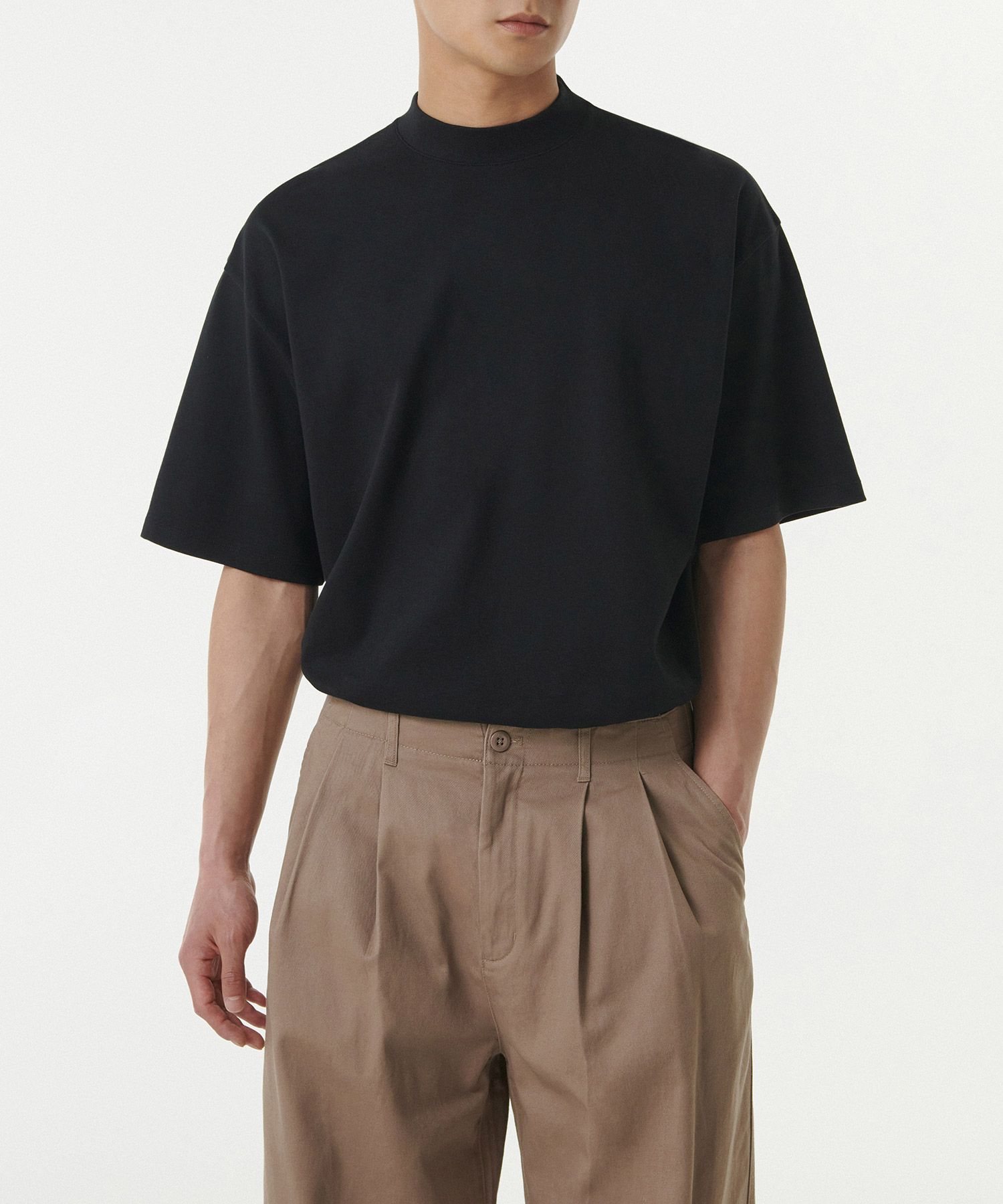 Tシャツ・カットソー *MUSINSA STANDARD* Oversized Mock Neck T-Shirt Grayish Beige MUSINSA | MUSINSA STANDARD Oversized Mock Neck T-Shirt