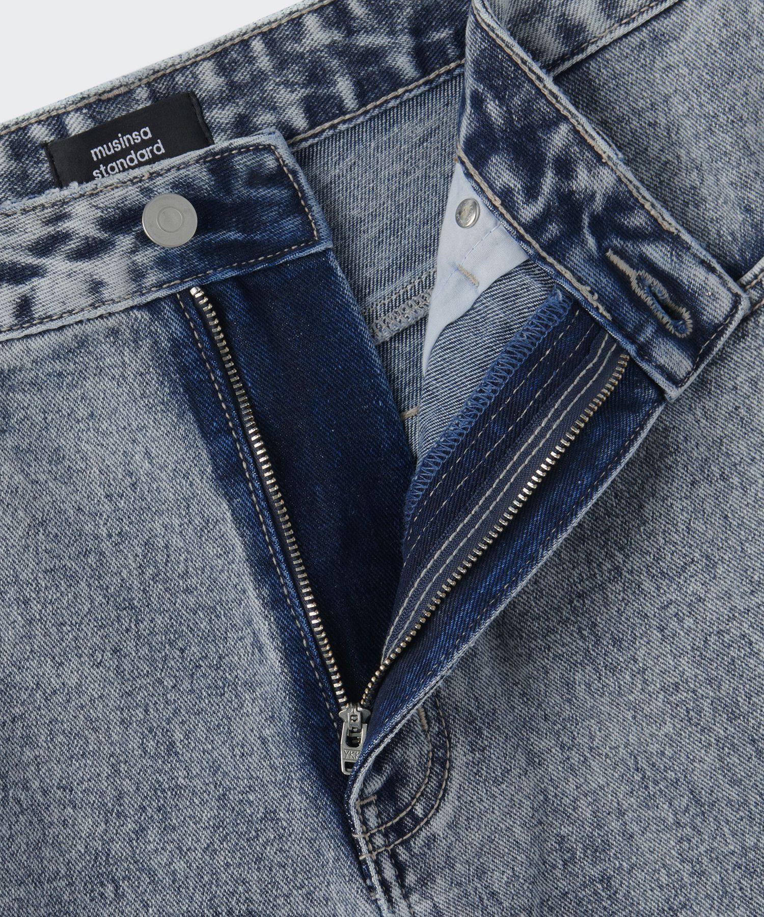 ★MUSINSA STANDARD★ Panelled Knee Wide Denim Pants Acid Blu MUSINSA公式 | MUSINSA STANDARD Paneled knee wide denim pants