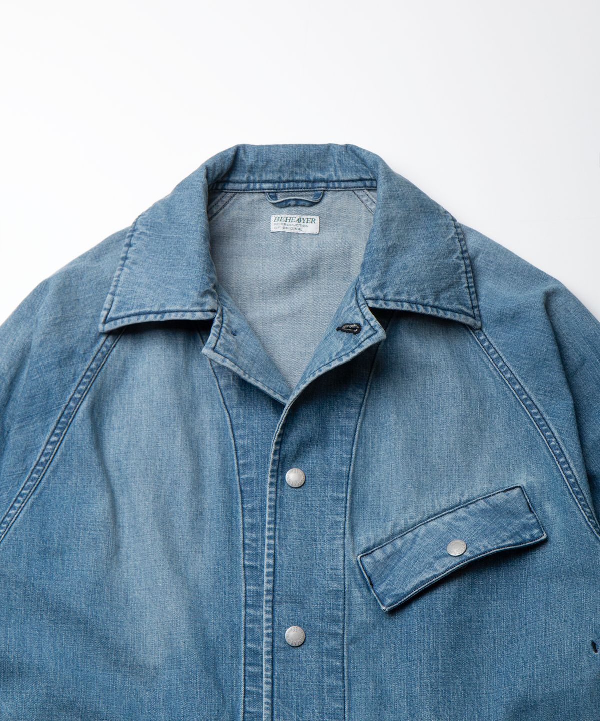 비헤비어(BEHEAVYER) BUSH JACKET washed denim