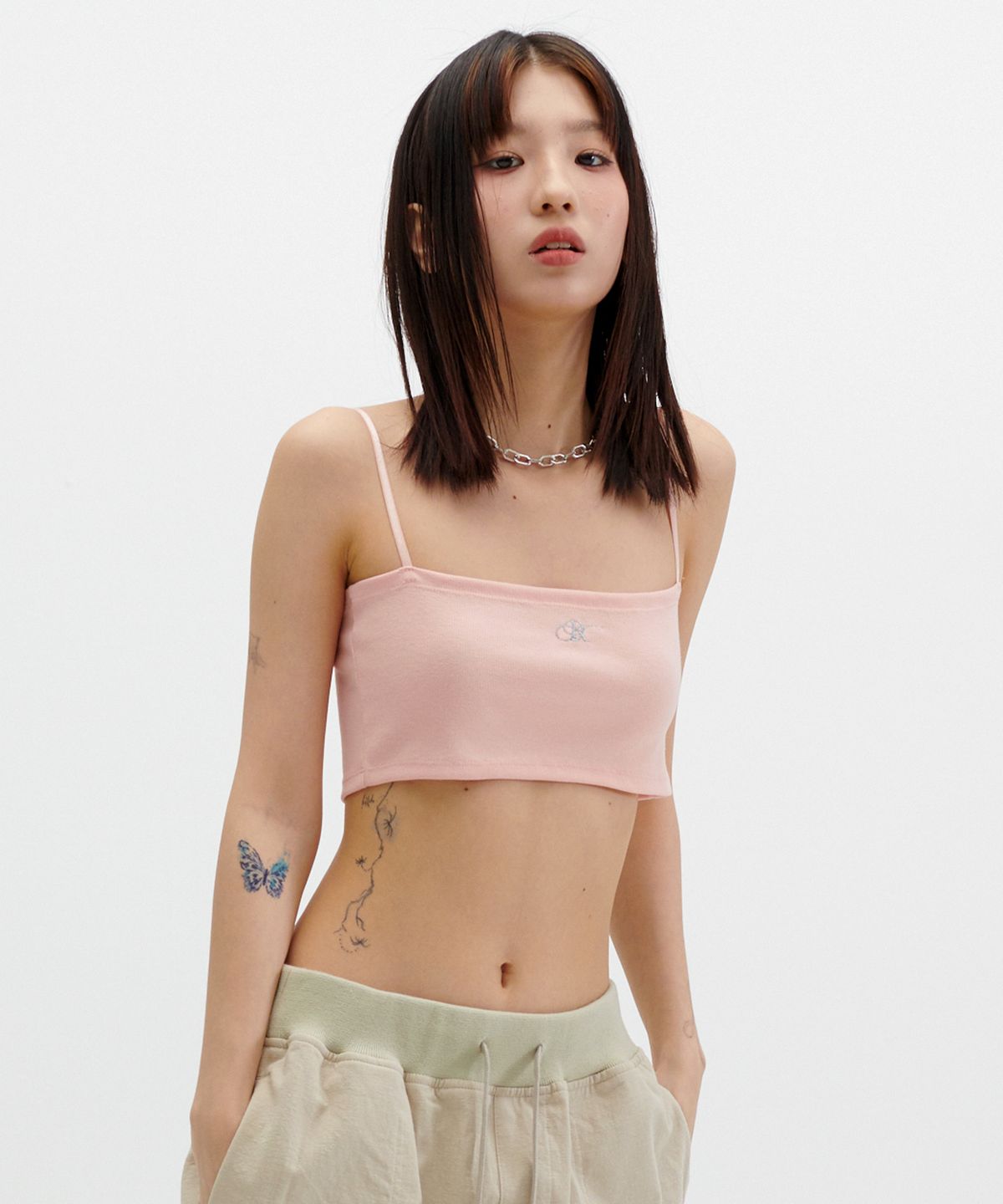 러닝하이(RUNNINGHIGH) 로고 자수 튜브탑 [코랄]