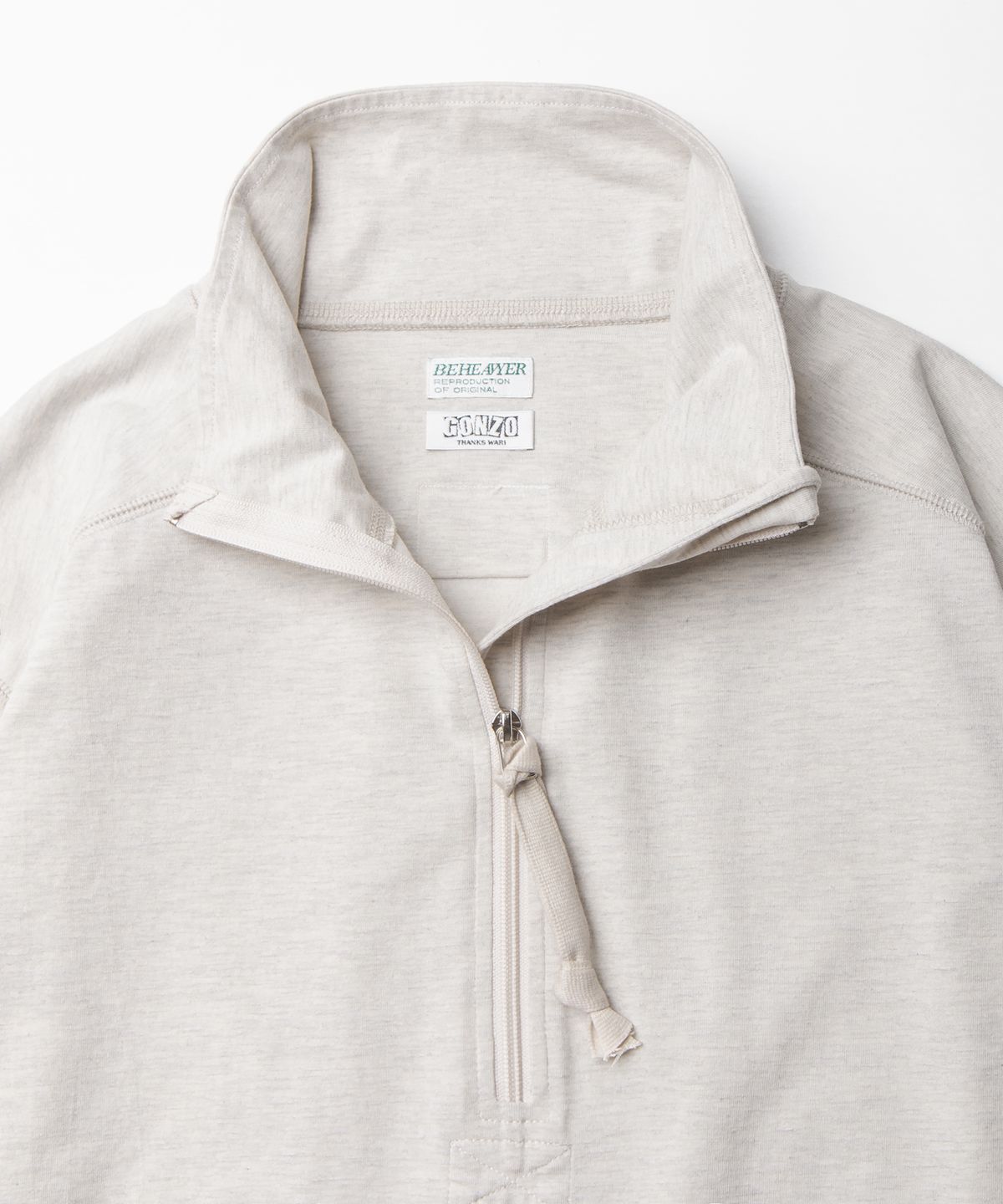 비헤비어(BEHEAVYER) ECWCS LV.2 HALF ZIP UP melange ivory