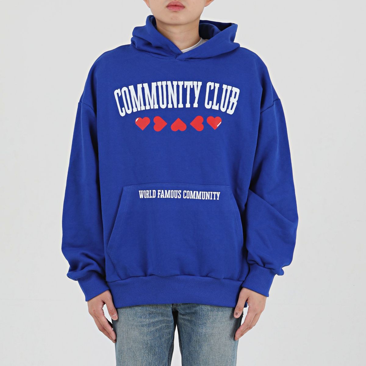 커뮤니티클럽(COMMUNITY CLUB) 컬리지 하트 후디 블루