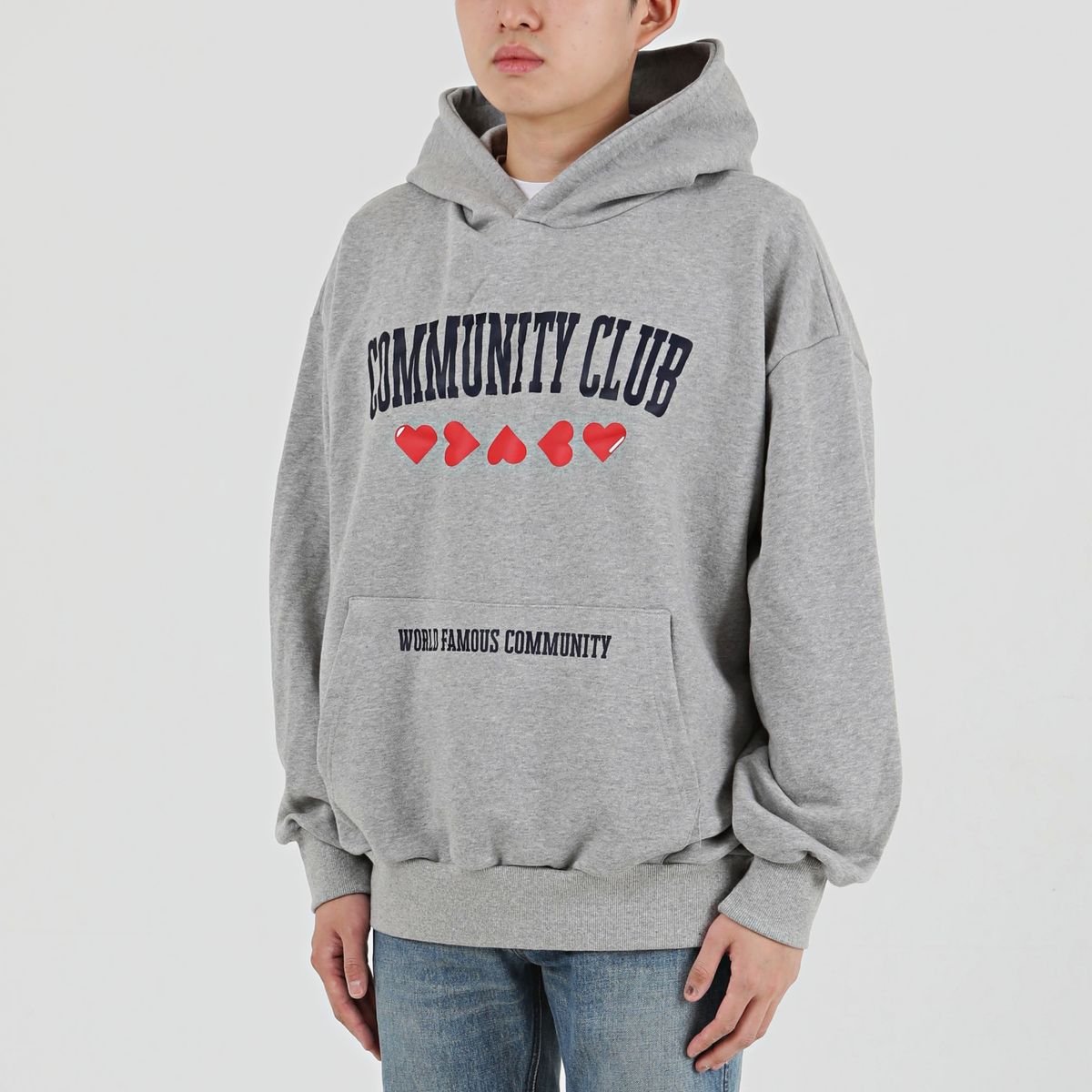 커뮤니티클럽(COMMUNITY CLUB) 컬리지 하트 후디 그레이