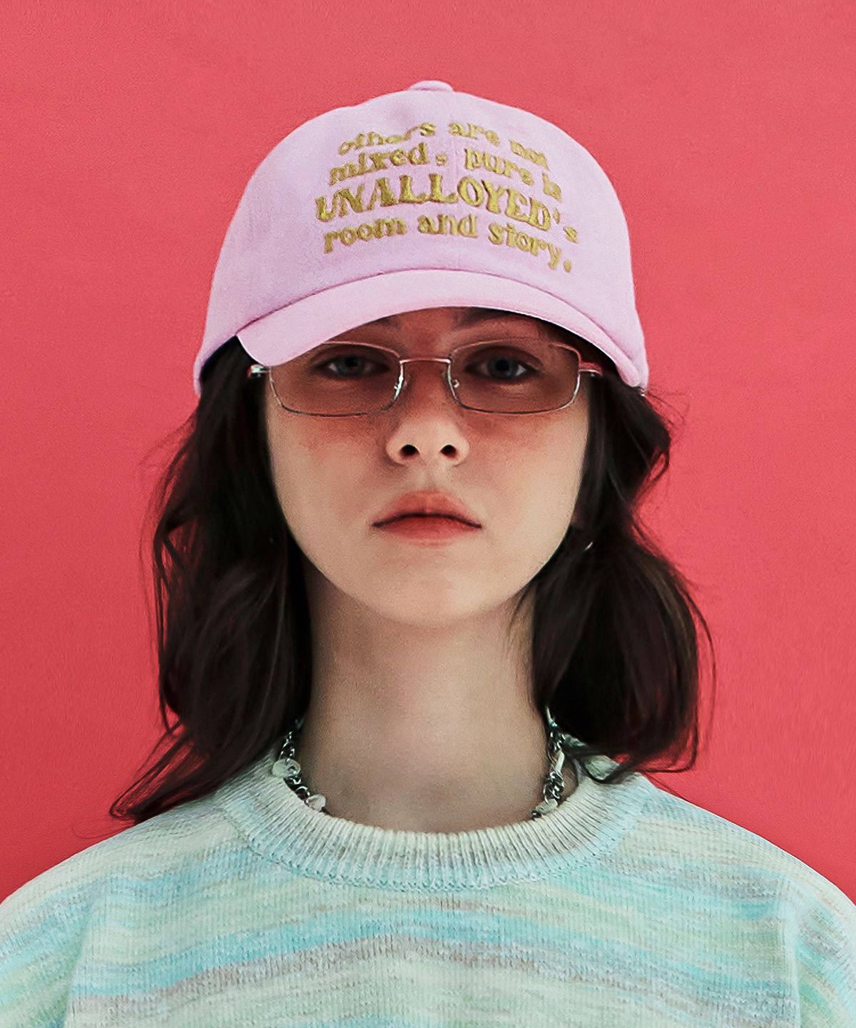 어널로이드(UNALLOYED) 슬로건 볼캡 / 핑크