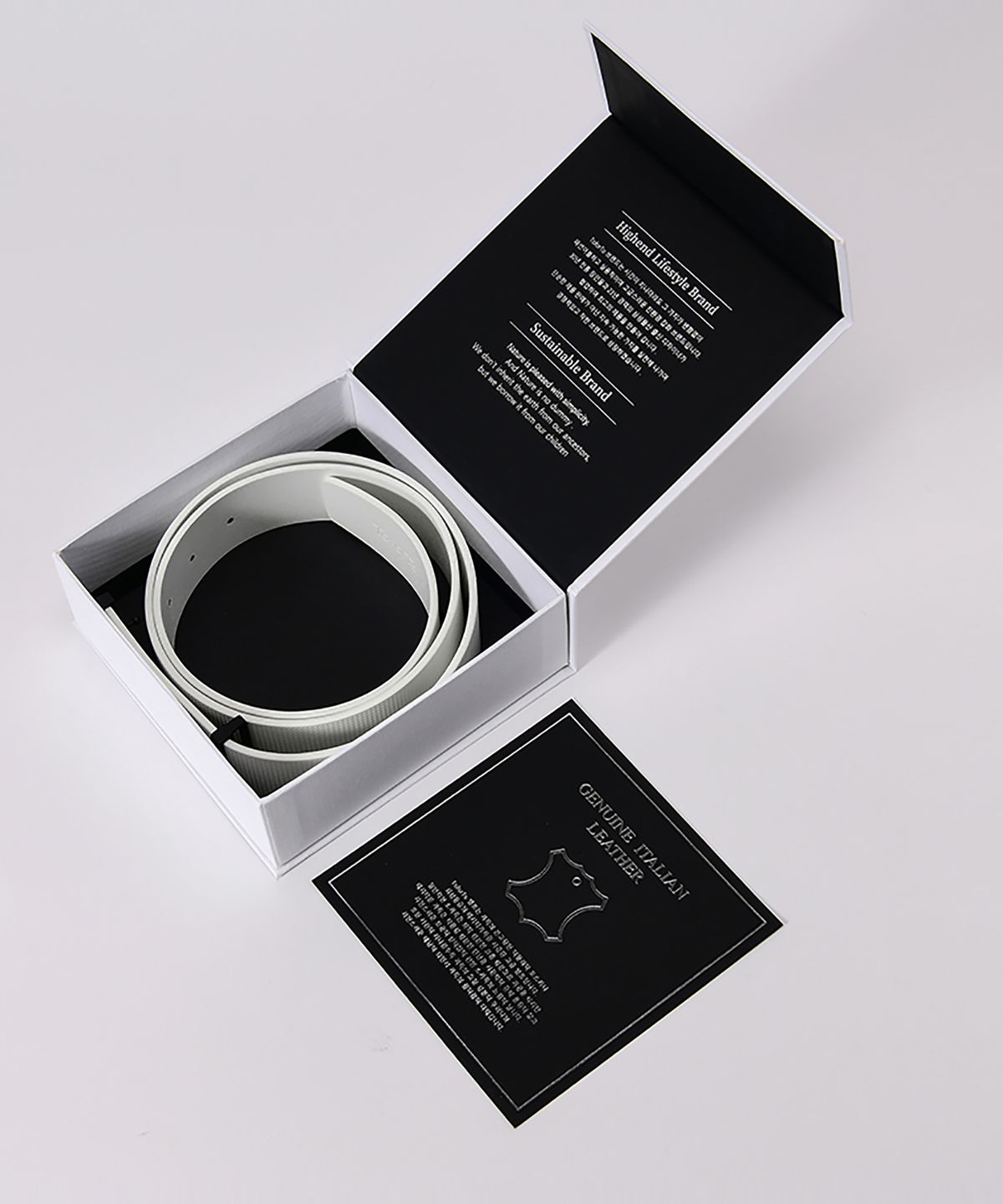 투포투(TOFORTO) 40MM 이탈리아 가죽 훅 벨트 -블랙&화이트