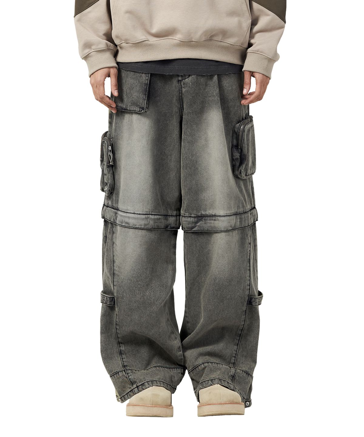 빅유니온(BIG UNION) TWOWAY POCKET PANTS / BLACK DENIM