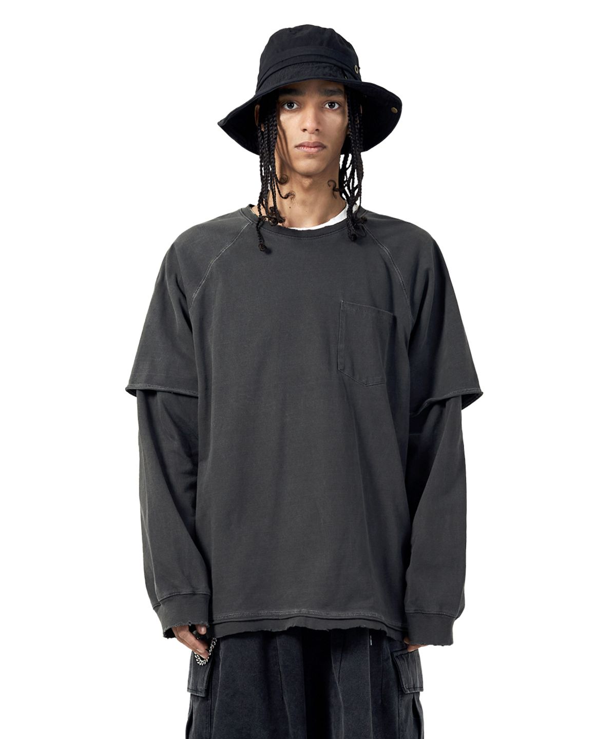 빅유니온(BIG UNION) LAYERED PIGMENT T-SHIRTS / BLACK
