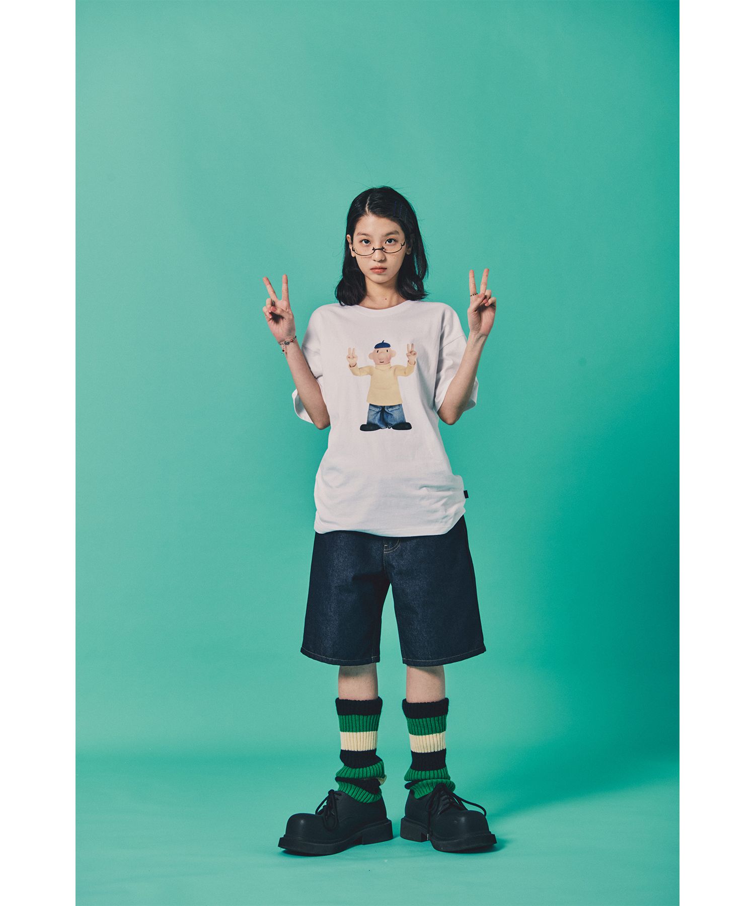 Tシャツ・カットソー LAUGHER PATMAT Motion Mat T-Shirt White PM5 MUSINSA | LAUGHER [PAT&MAT] Motion Pat T-shirt. - White