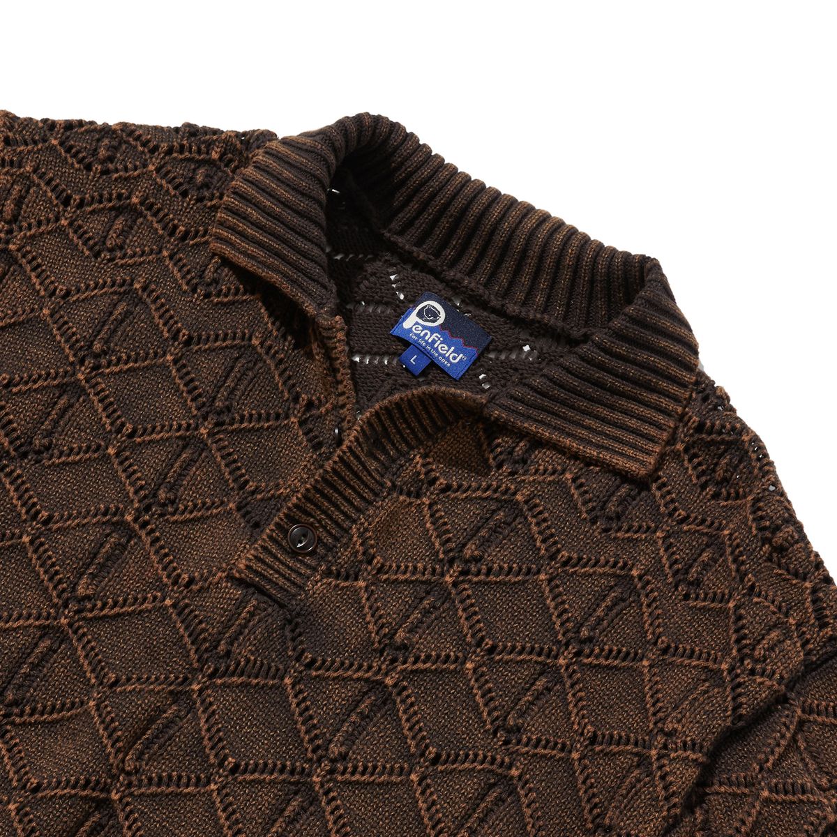 펜필드(PENFIELD) WASHED PULLOVER HALF KNIT DARK BROWN_FQ2KT20U