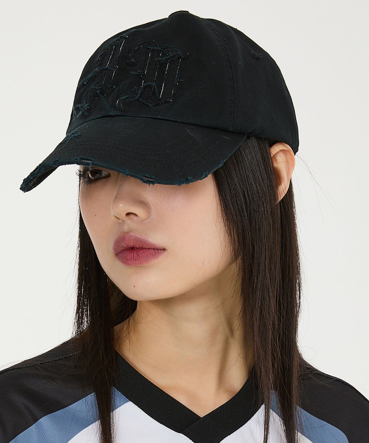 후드후드(HOODHOOD) HD 아플리케 데미지 볼캡 블랙