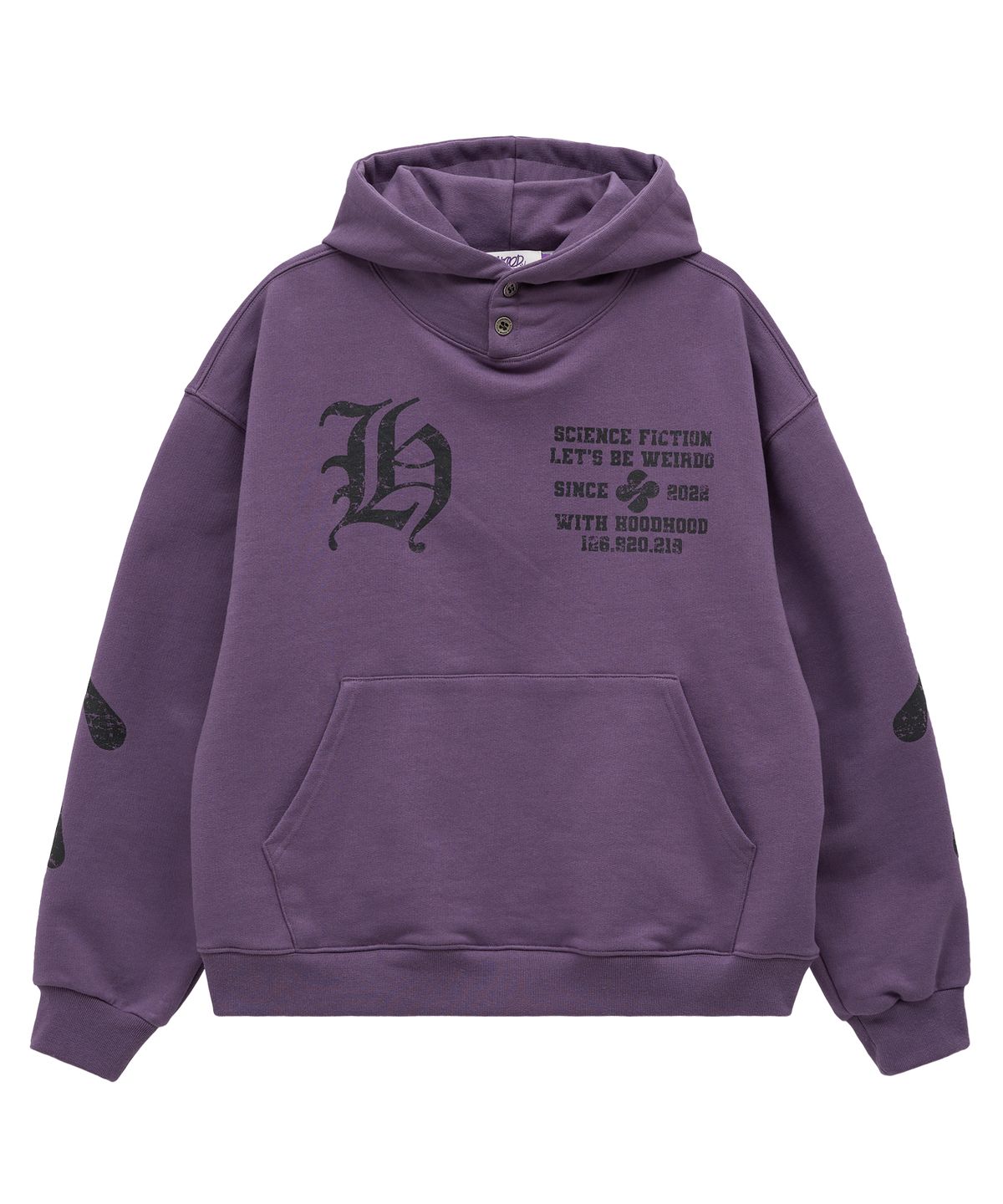 후드후드(HOODHOOD) 에일리언 바시티 후드 퍼플
