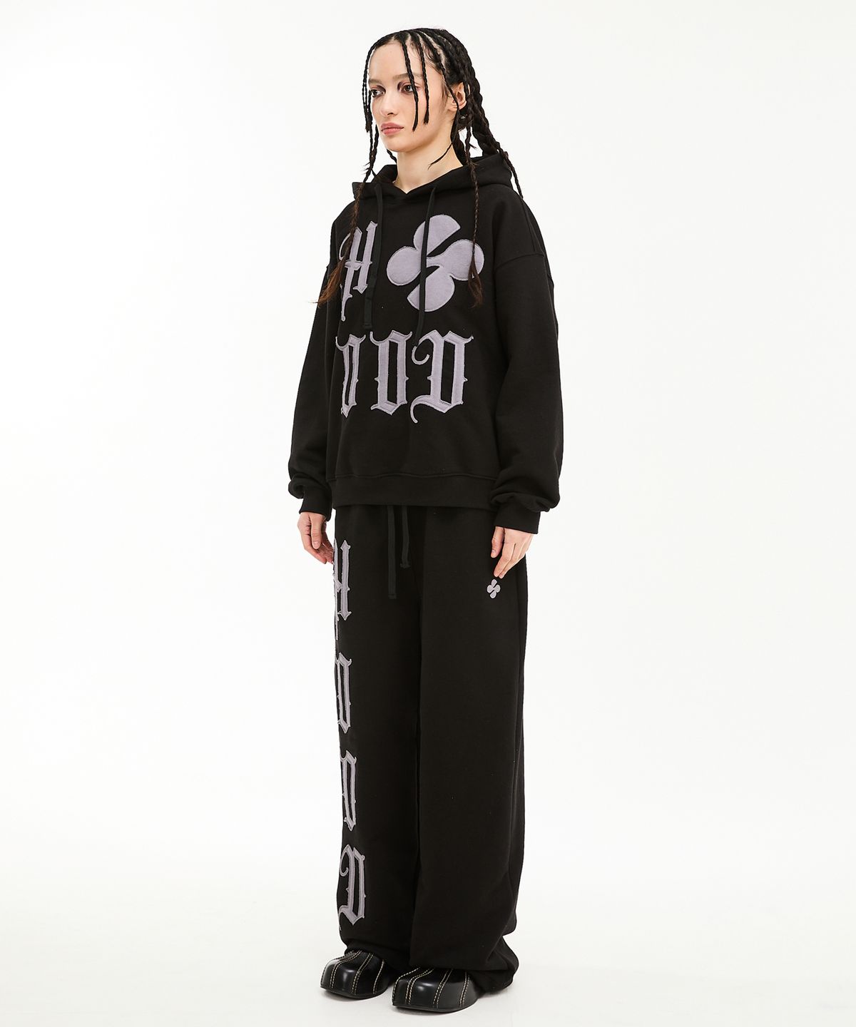후드후드(HOODHOOD) HOOD 로고 아플리케 후드 블랙