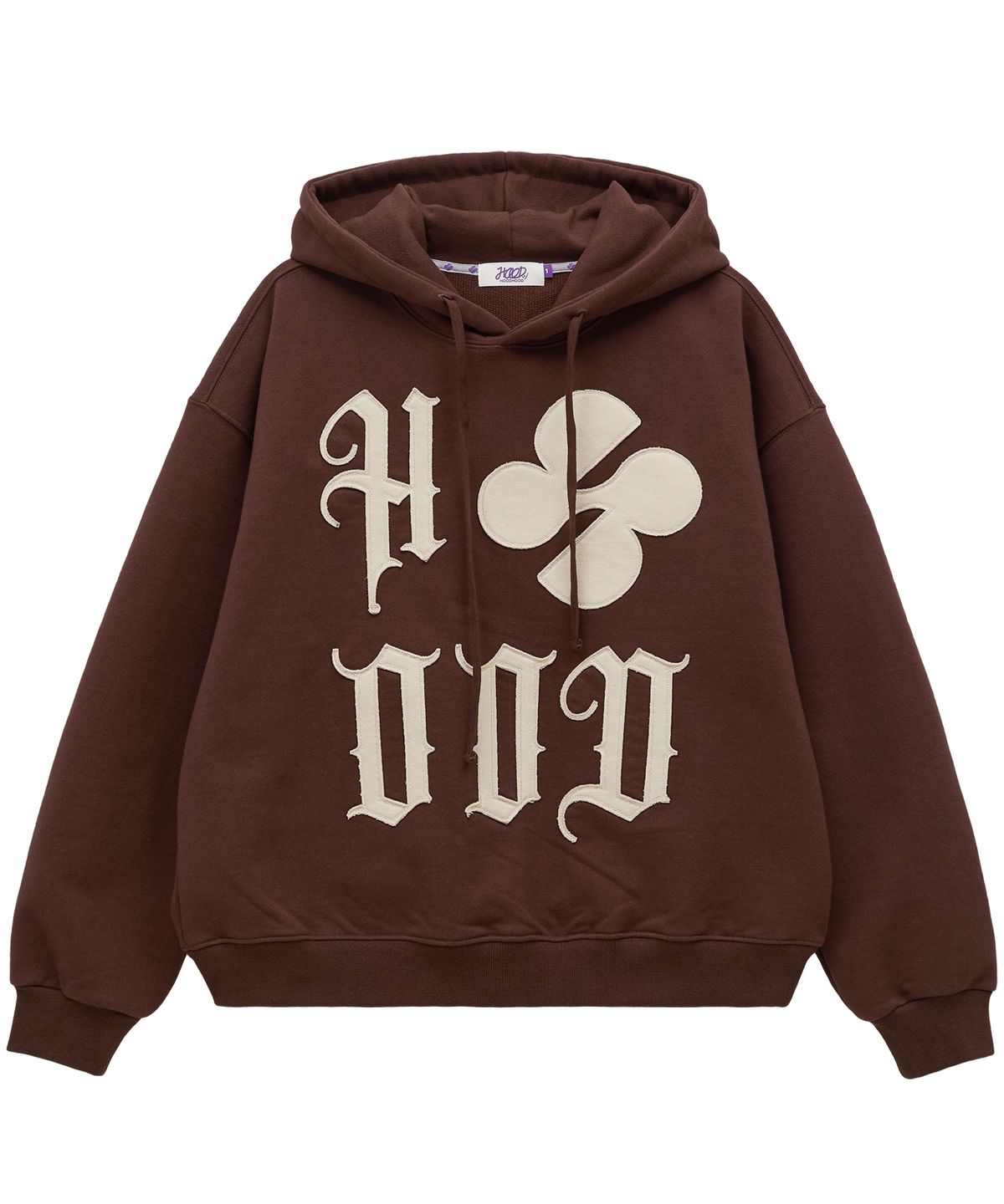 후드후드(HOODHOOD) HOOD 로고 아플리케 후드 브라운