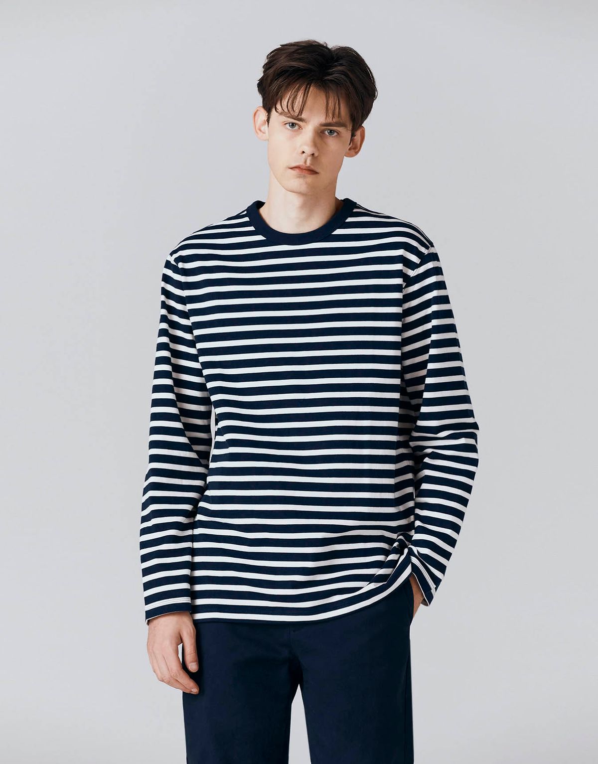 지오다노(GIORDANO) 스트라이프 긴팔 티셔츠 024503 [4color]