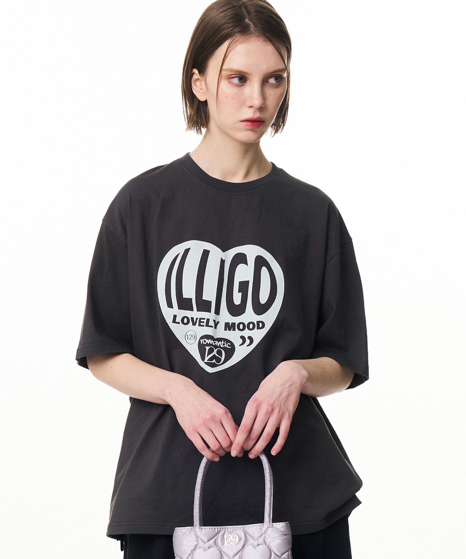★ILLIGO★ 129 BOWWOW Overfit T-Shirt Black MUSINSA | ILLIGO 129 Heart Overfit T-Shirt Charcoal