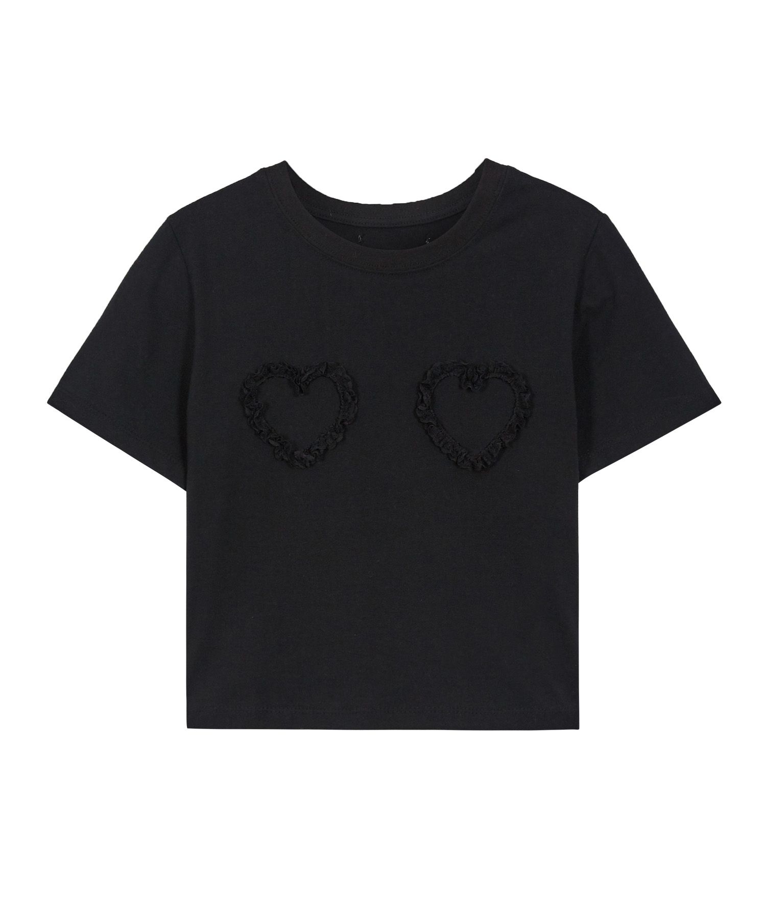 ★ILLIGO★ Heart Lace Fitted Crop T-Shirt Black MUSINSA公式 | ILLIGO Heart Lace Fitted Crop T-Shirt Black