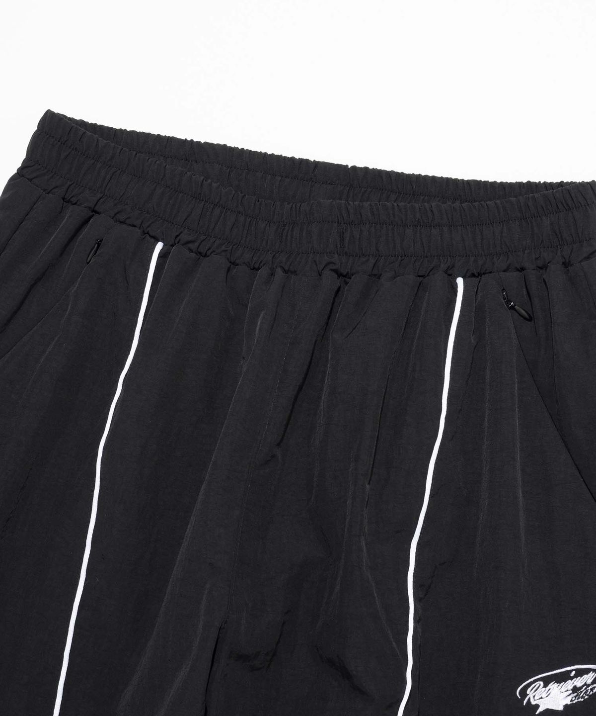 리트리버클럽(RETRIEVER CLUB) WHITE LINE NYLON PANTS [BLACK]